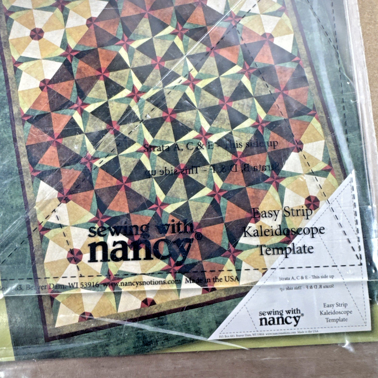 EASY STRIP Kaleidoscope Template Sewing w Nancy Includes Instructions for Quilt