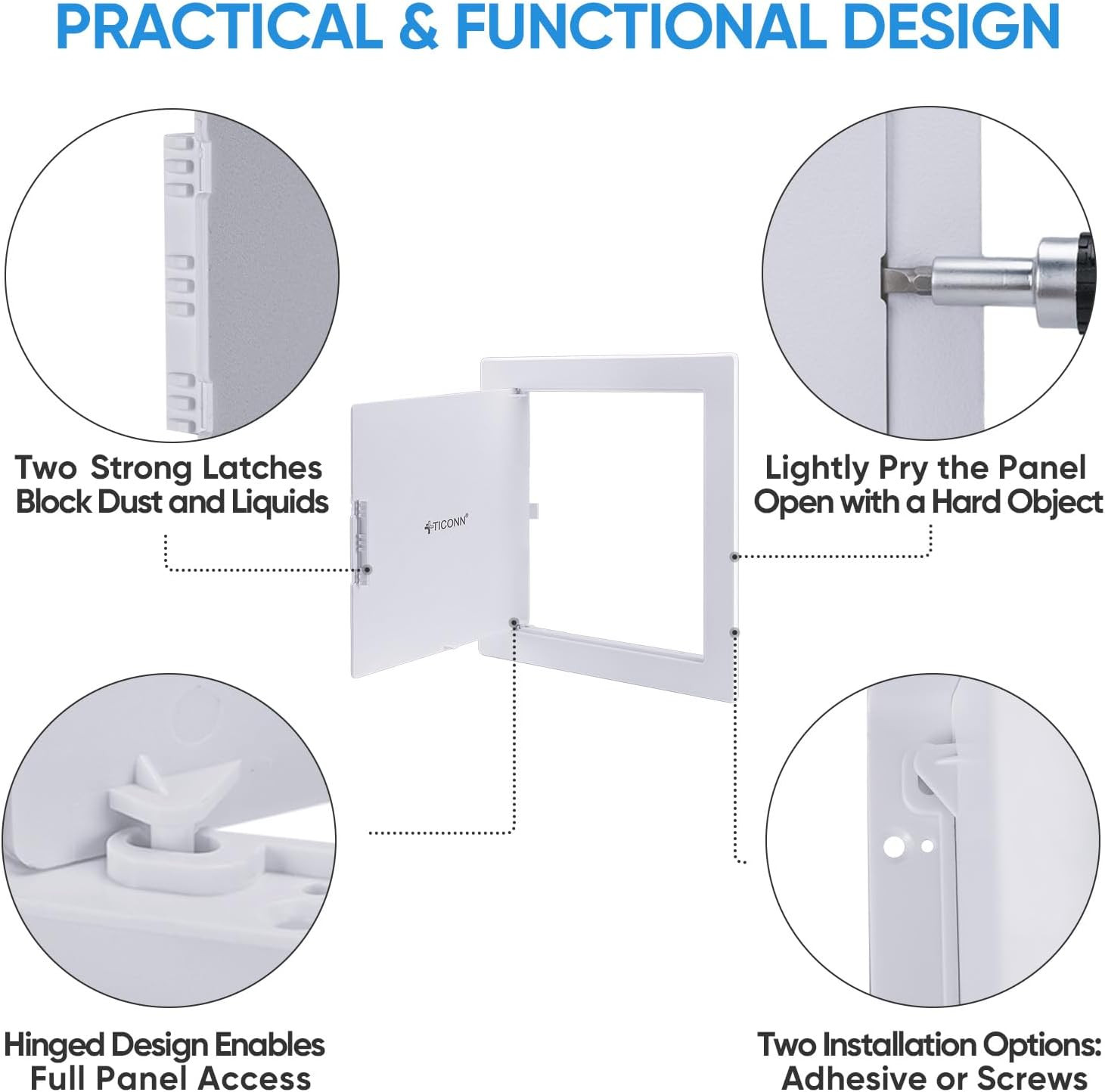 Access Panel for Drywall, 8 X 8 Inch ABS Plastic Wall Hole Cover Access Doors, E