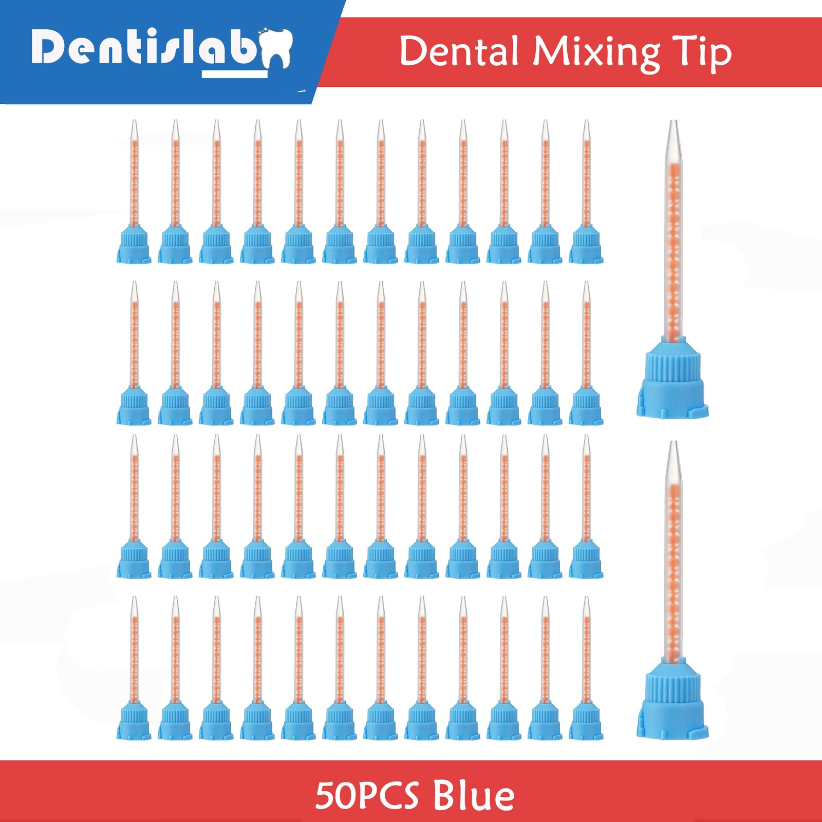 Pack of 50 Dental Mixing Tips 10:1 Ratio Blue/Orange Temporary Crown & Bridge US