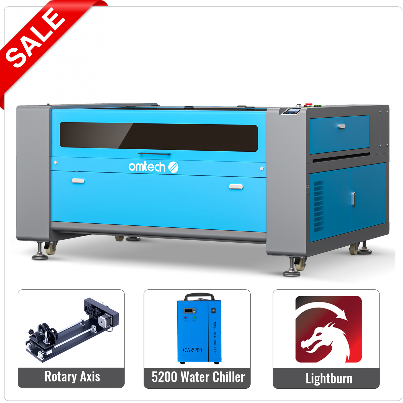 OMTech AF3555-130 130W CO2 Laser Cutter Cutting Machine with Premium Accessories