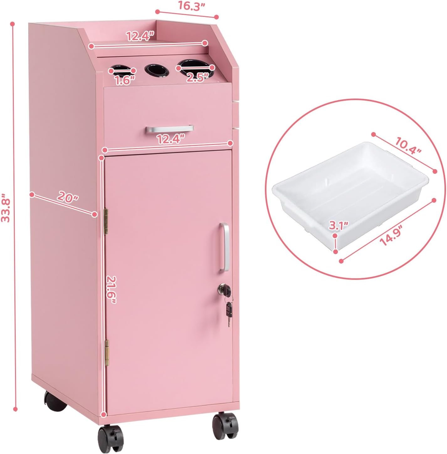 Rolling Hair Salon Trolley Cart Beauty Barber Storage Cabinet Station Equipment