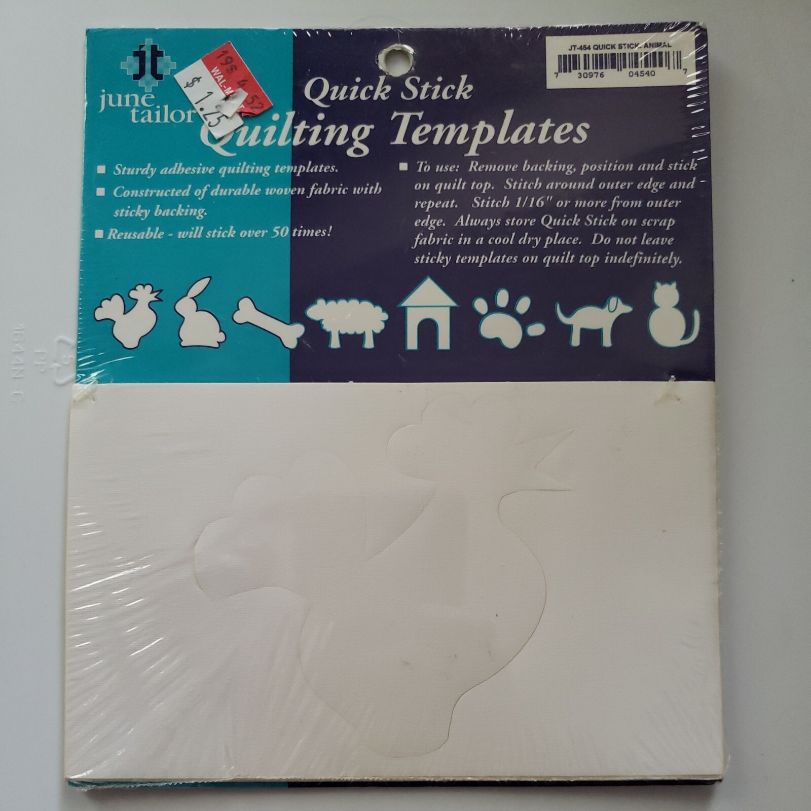 June Tailor Quick Stick Quilting Templates Reusable Sturdy Adhesive Animal