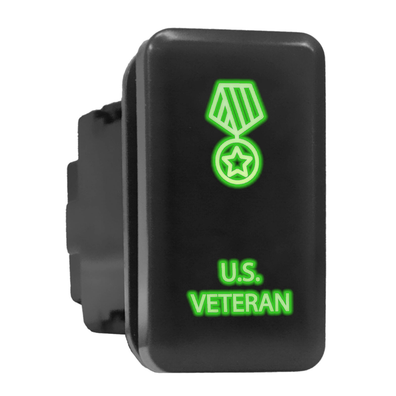 US VETERAN - LED Push Button Replacement for TOYOTA (1.54 x 0.83 in) Green