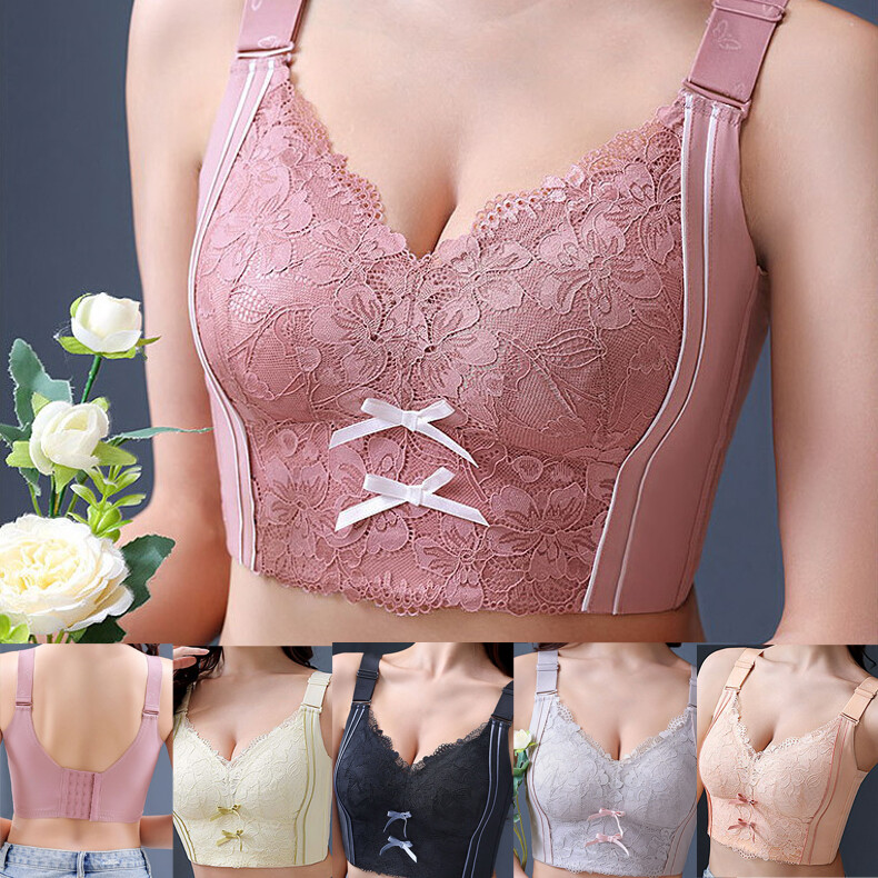 Women Bra Full coverage Floral Thin Minimizer Wireless Plus size Underwear 22751