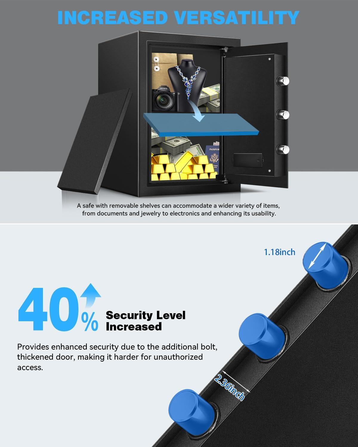 Fireproof Large Home Security Safe with External Battery Acces for Document | 3.