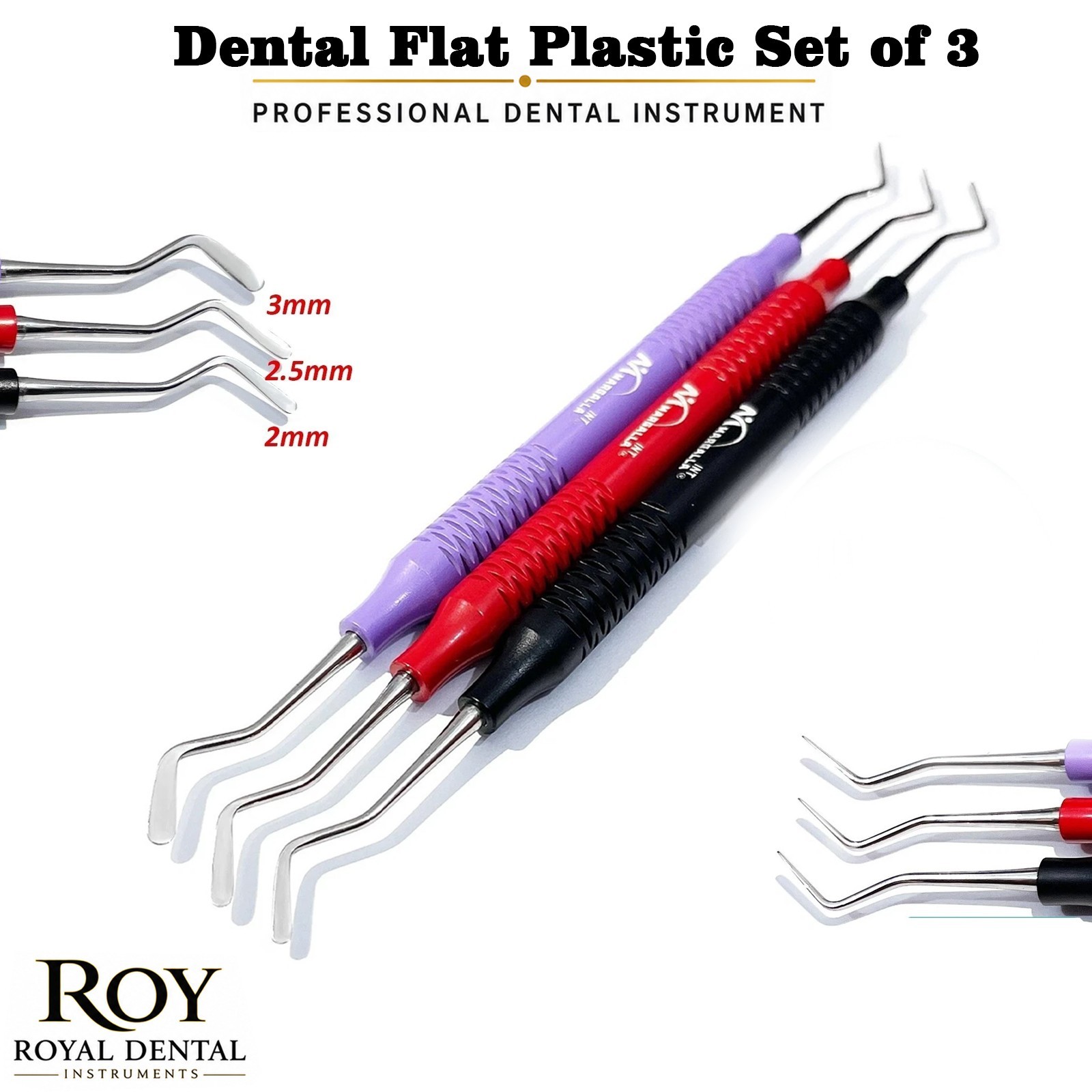 Set of 3 Dental Flat Plastic Composite Filling Instruments Restorative Tools CE