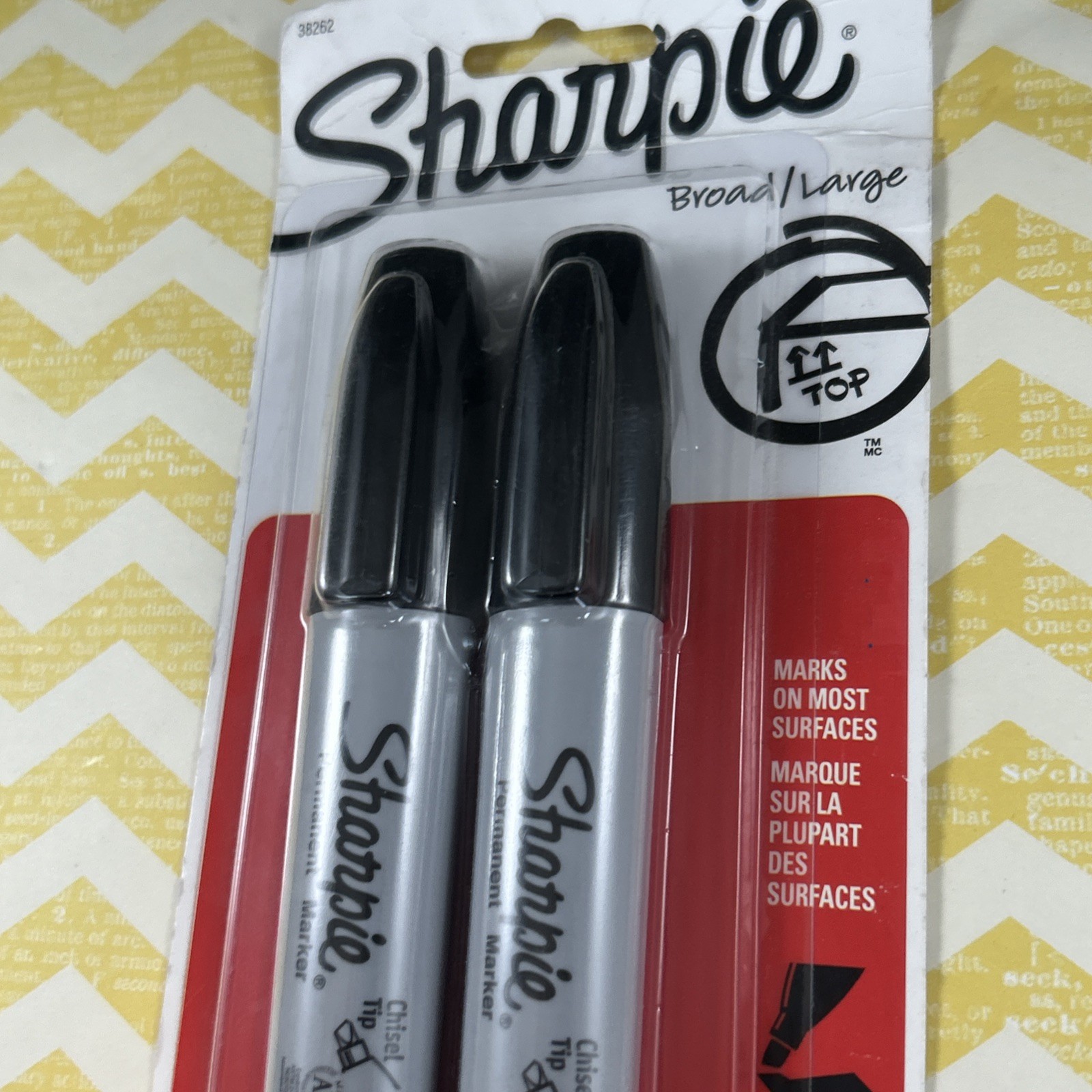 Sharpie Chisel Tip 2 Markers Permanent BLACK Ink Large Broad Marker 2-count
