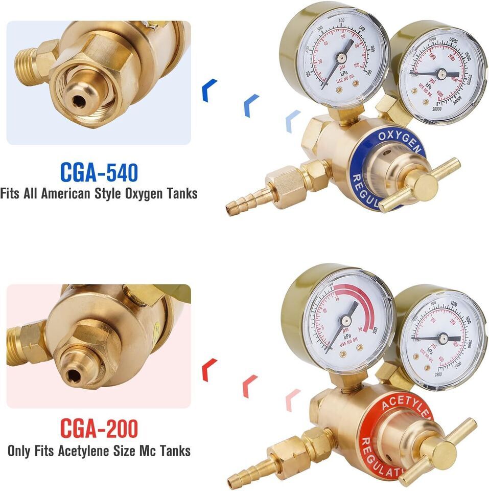 Solid Brass OXYGEN & ACETYLENE Regulators 4 Welding Fit Victor Gas Torch Cutting