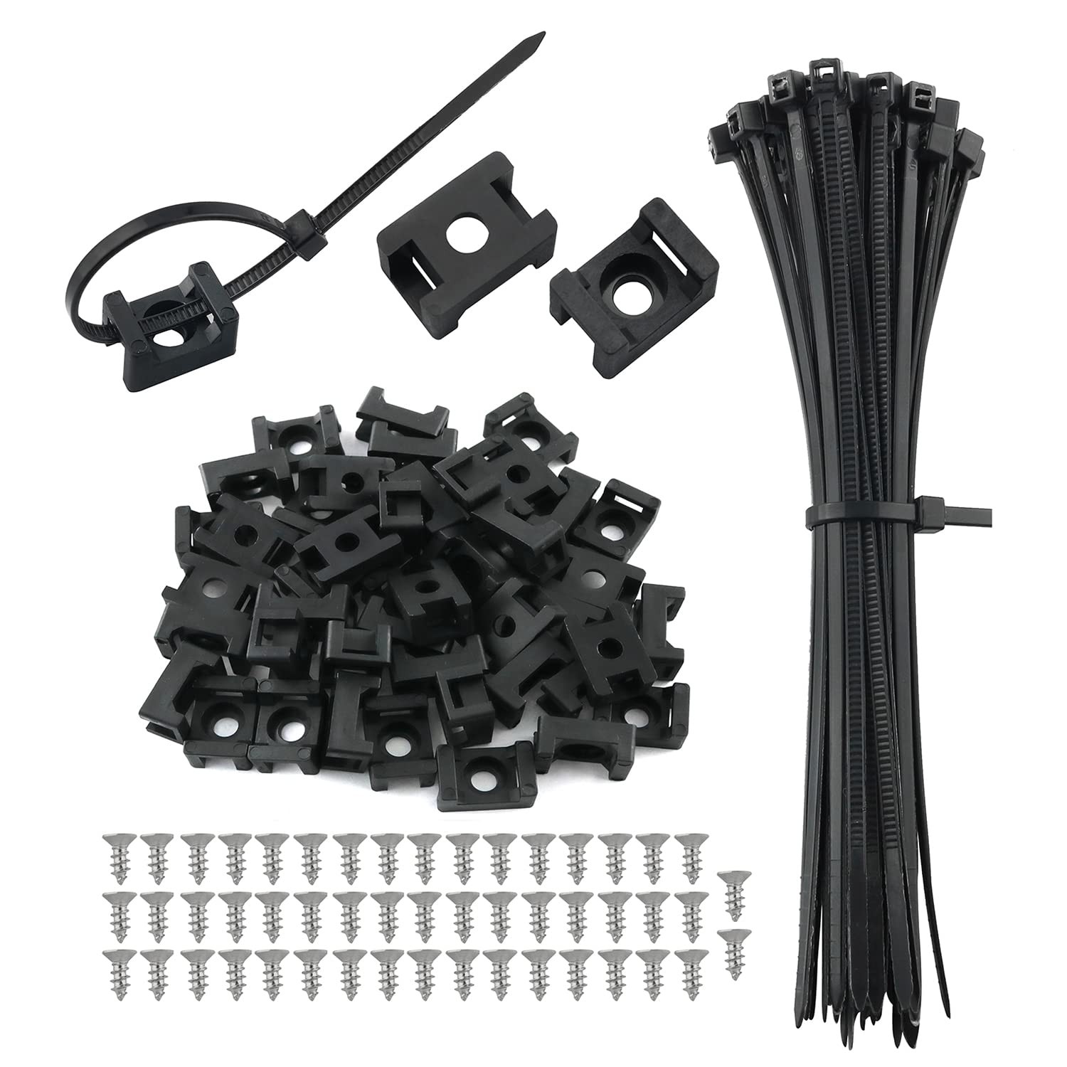 Saddle Type Mounts Base with 4.7inch Cable Ties and Tapping Screw ZZLZX 50...