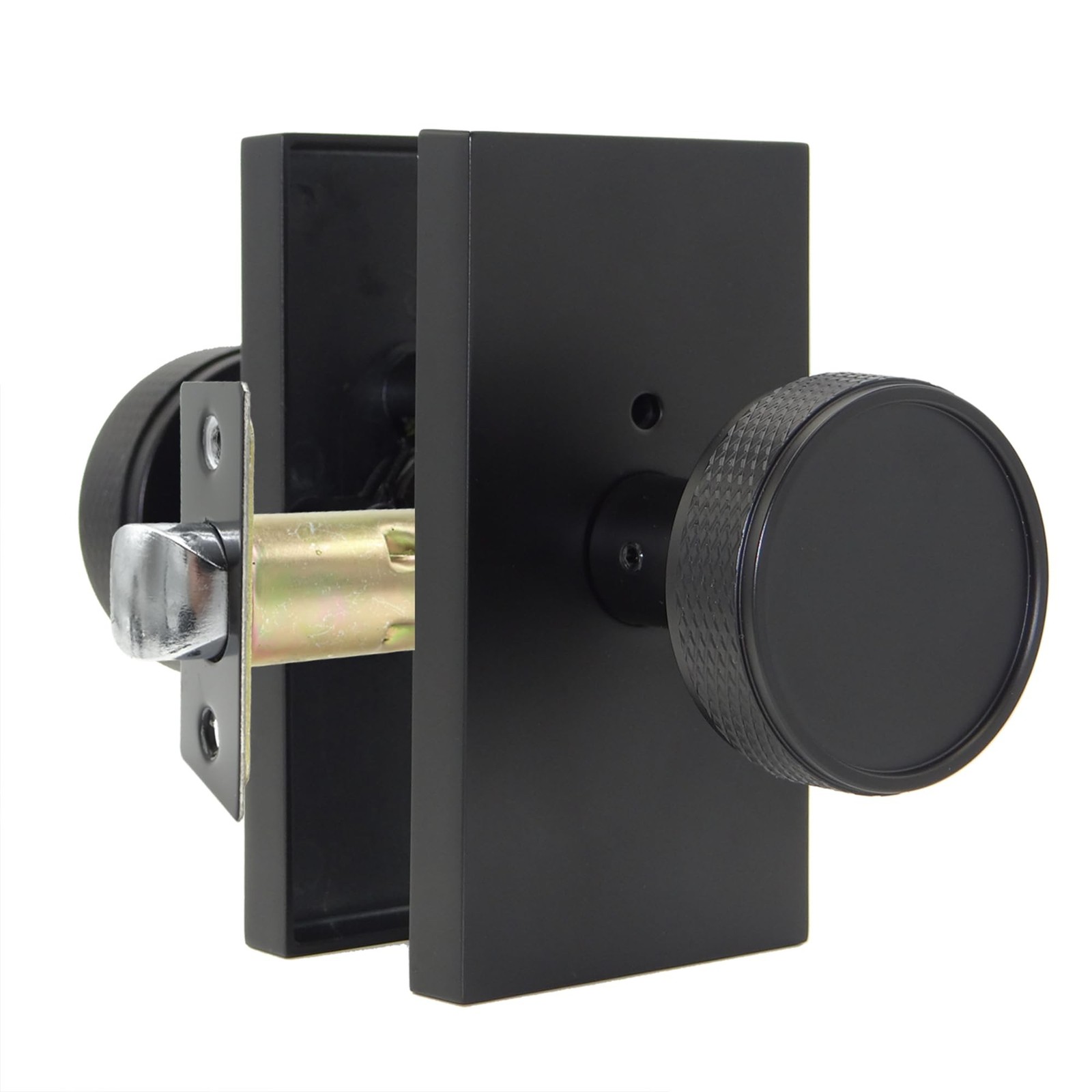 Heavy Duty Door Knob with Lock, Knurled Round Knob Interior Door Lock for Bed...