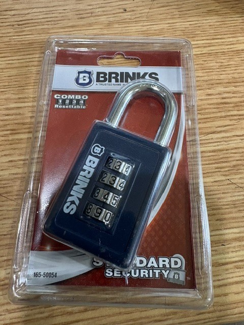 BRINKS COMBO COMBINATION LOCK PADLOCK 1234 RESETTABLE 165-50054 BLUE NEW