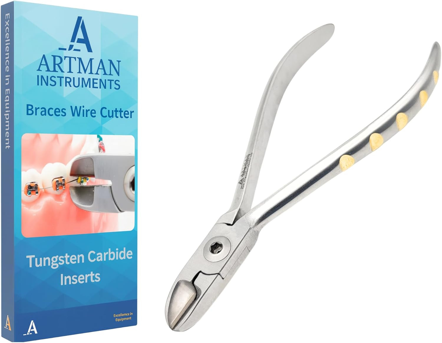 Orthodontic Wire Cutter Dental Braces Pliers Tungsten Carbide Gold Handle Tool