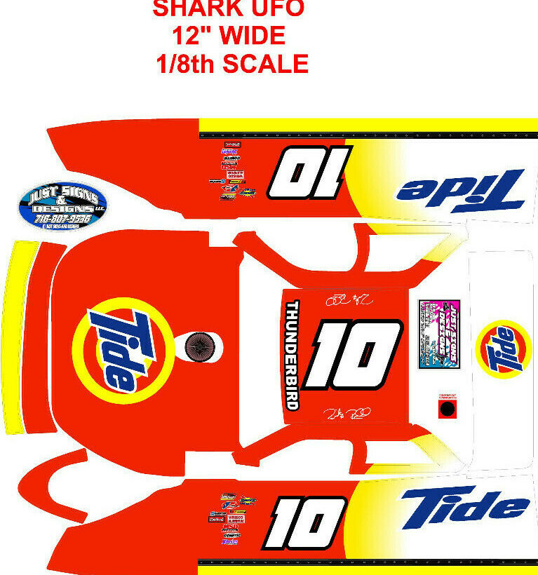 SHARK RC UFO 12" WIDE RICKY RUDD THEME  WRAP KIT  PRINT 1X8 SCALE