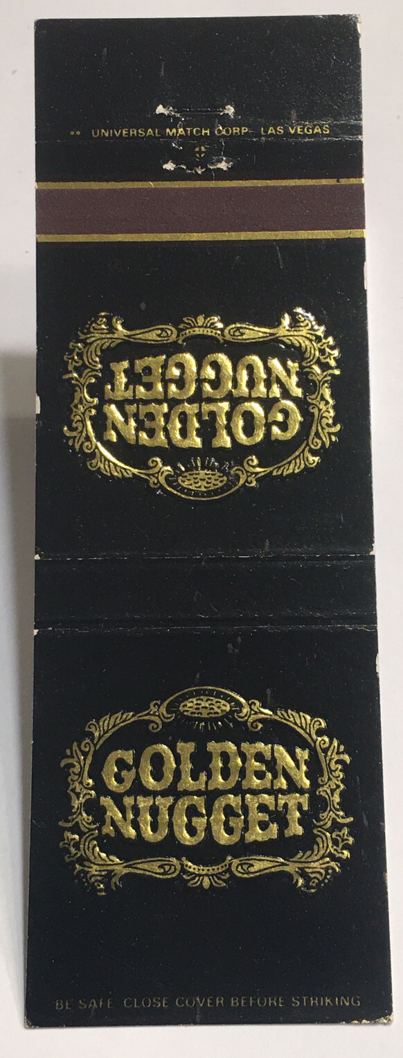 Vintage Gold Foil Matchbook Cover Golden Nugget Casino Las Vegas Near Mint d1256