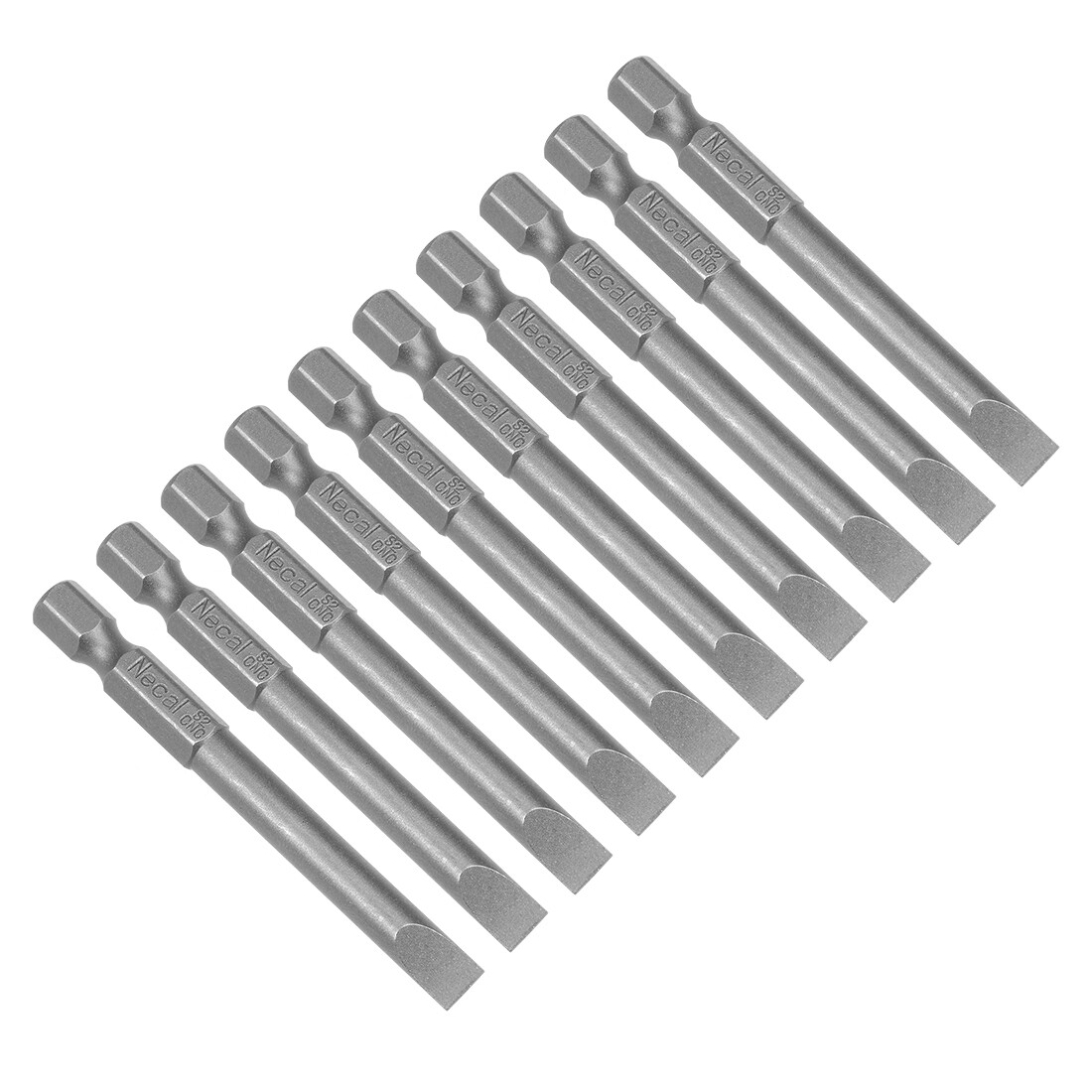 10pcs 6mm Slotted Tip Magnetic Flat Head Screwdriver Bits 1/4 Inch Hex Shank S2