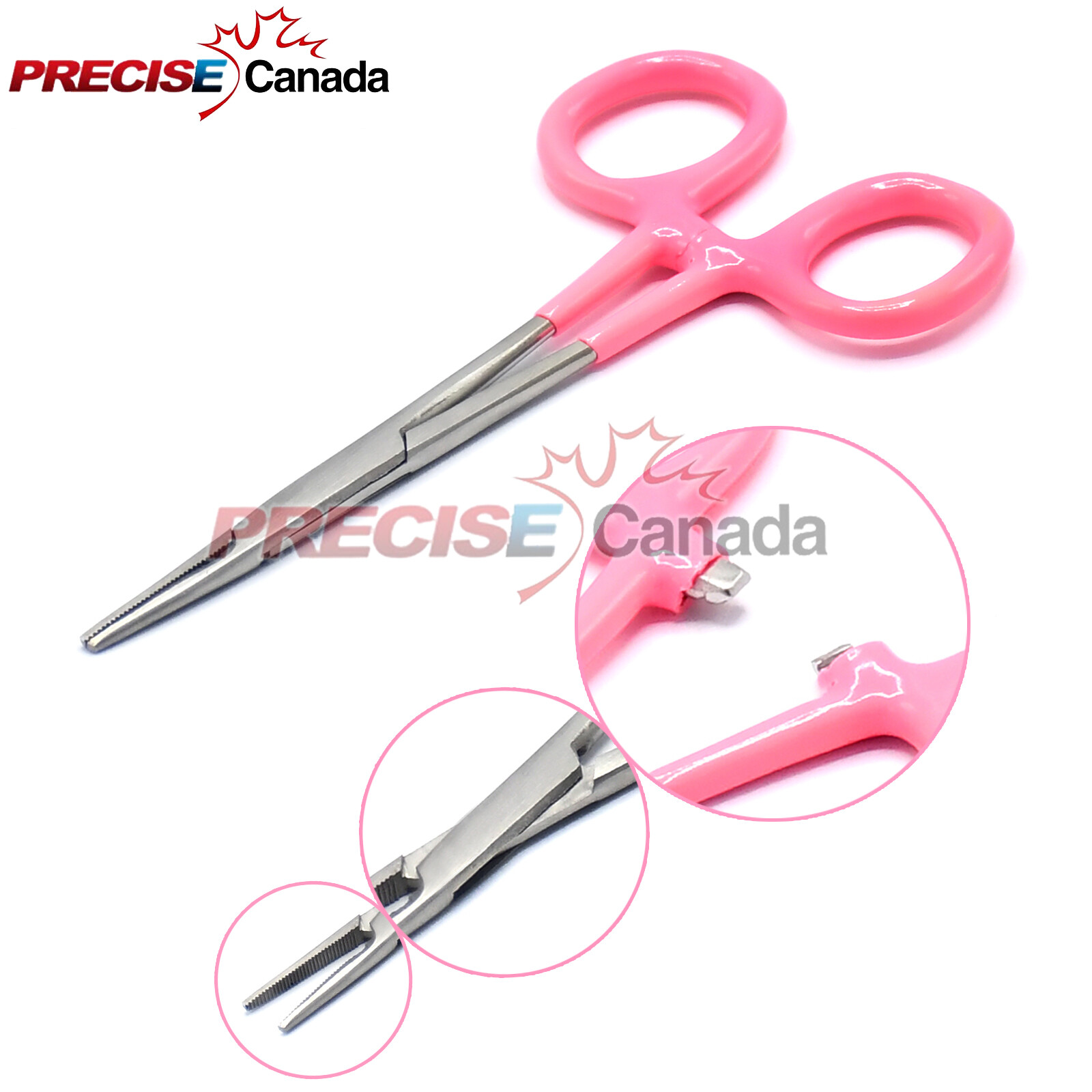 Mosquito Hemostats Forceps (Straight) Surgical Instruments, Pink  Dip Handle 5"