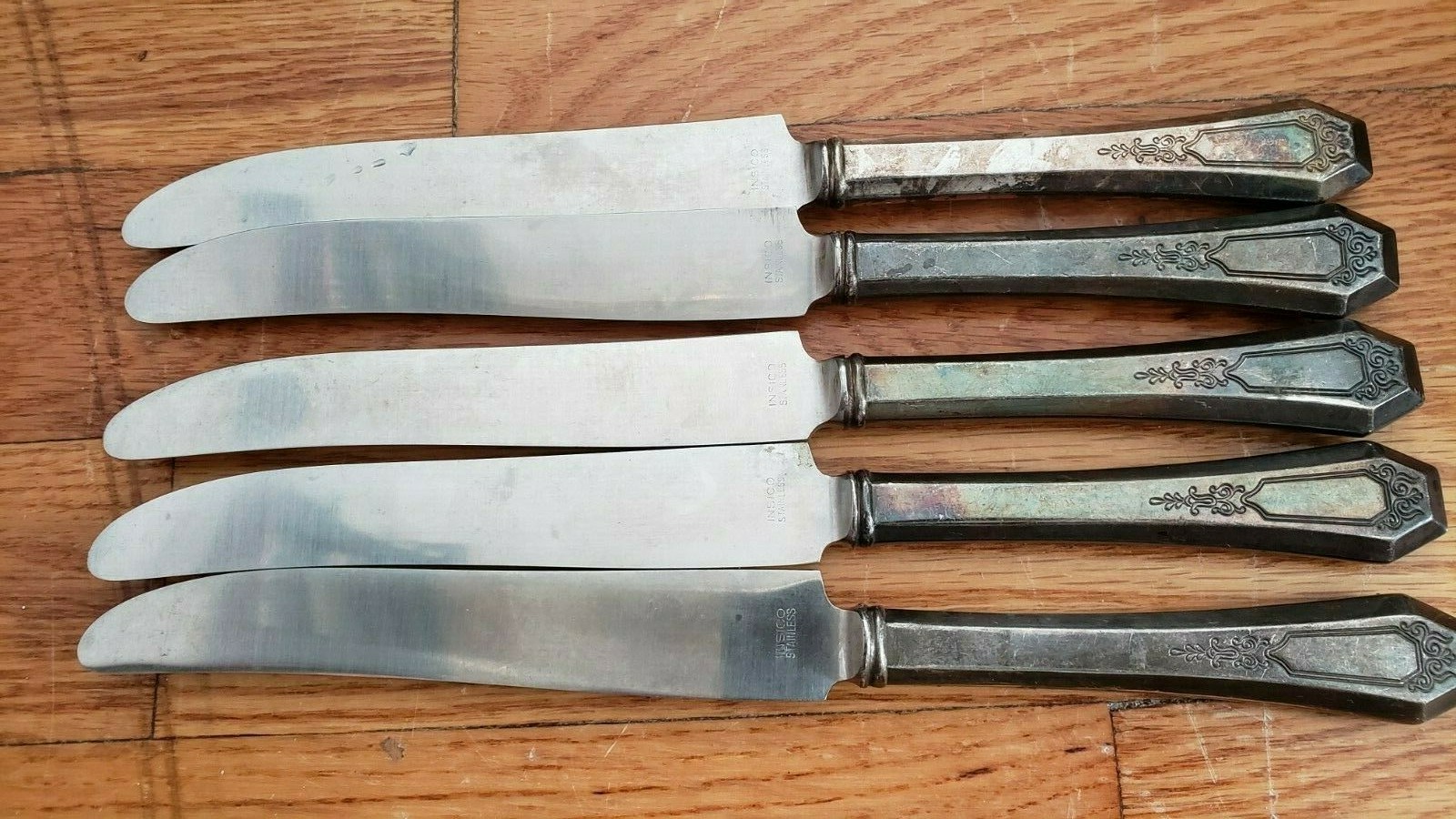 5 ANTIQUE,VINTAGE COLLECTIBLE KNIVES, 9.5" WM ROGERS SILVER PLATE -INSICO