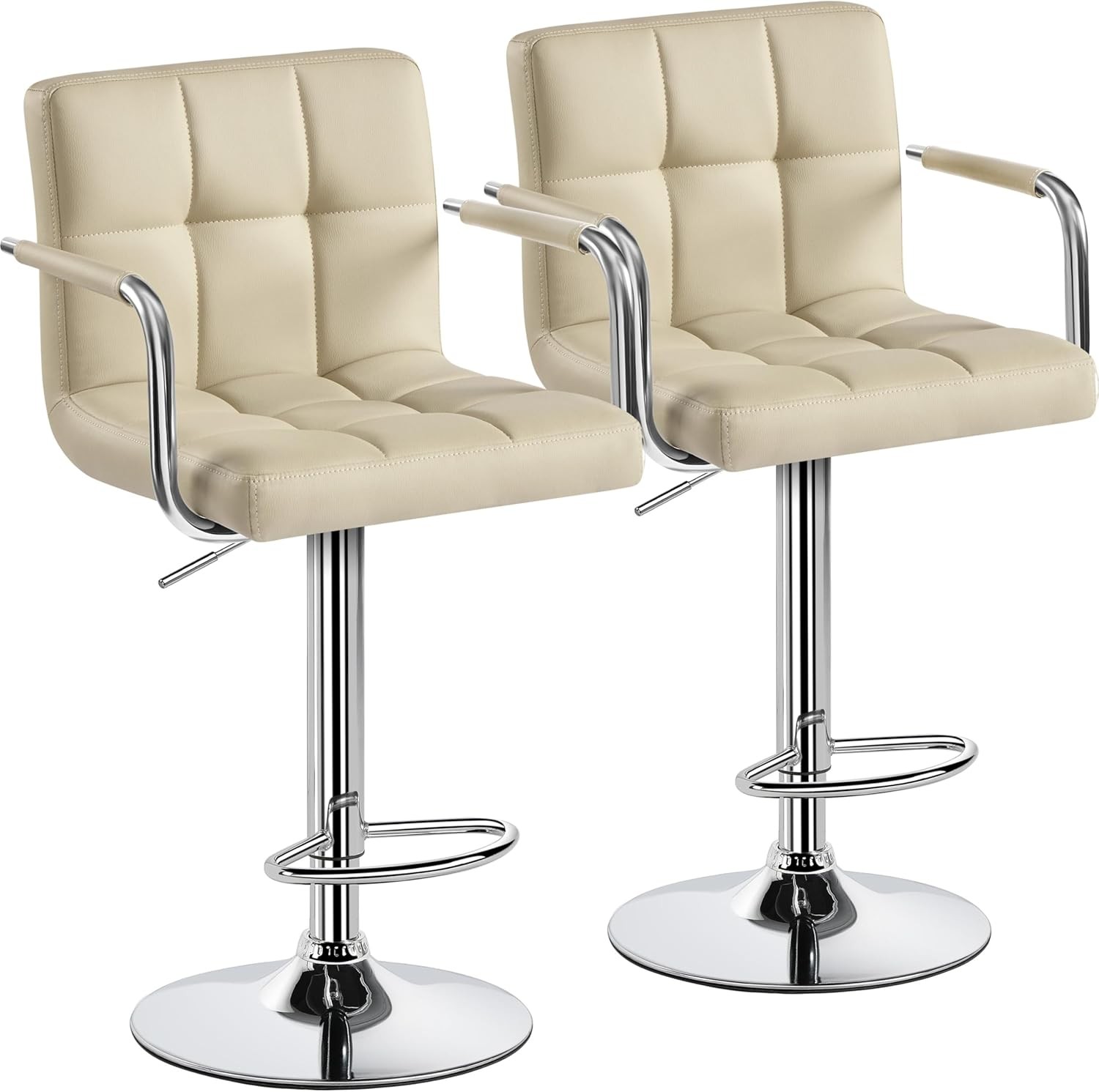 Bar Stools Set of 2, PU Leather Adjustable Swivel Barstools,Hydraulic Kitchen