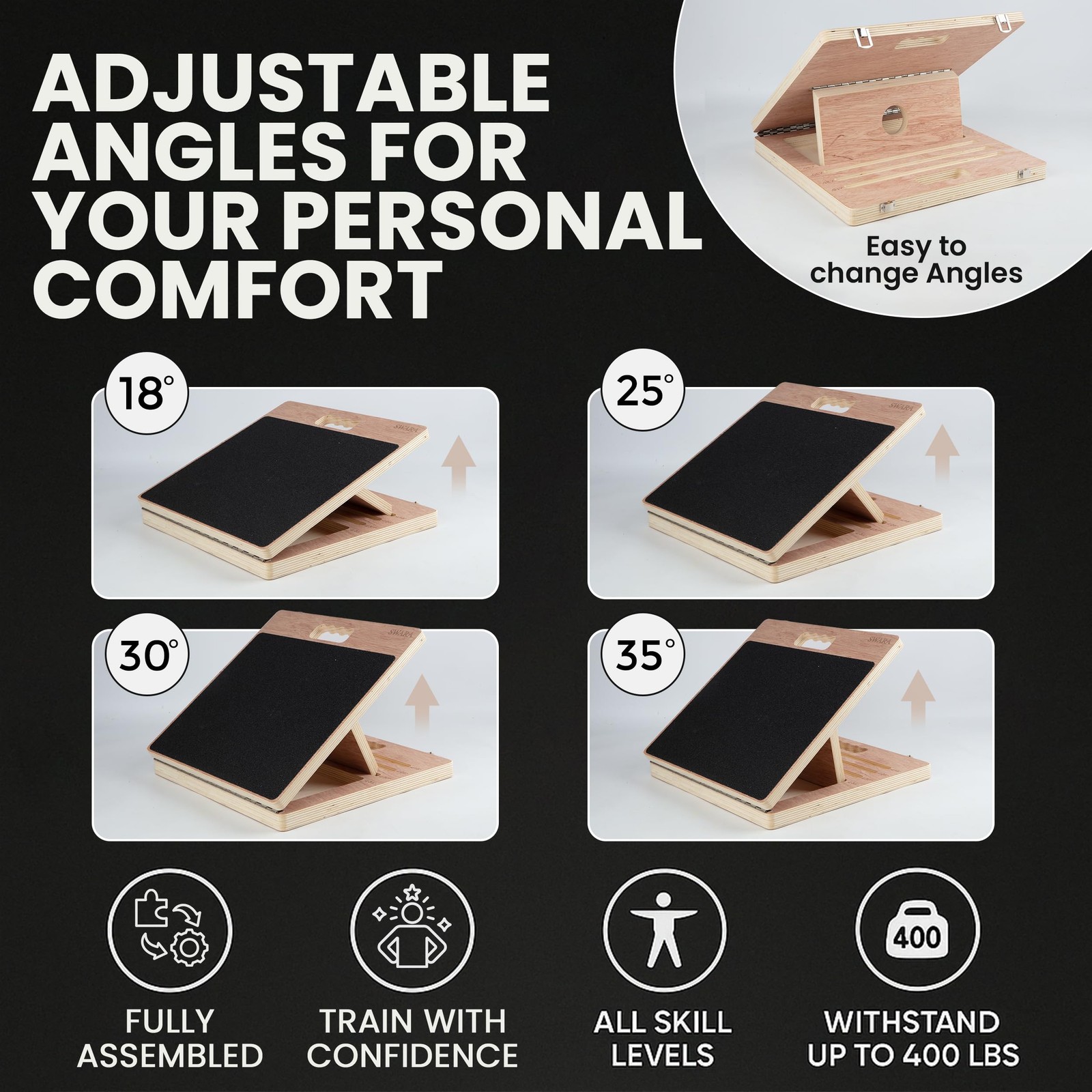 14″ Wide Professional Portable Eucalyptus Slant Board, thicker bottom board, ...
