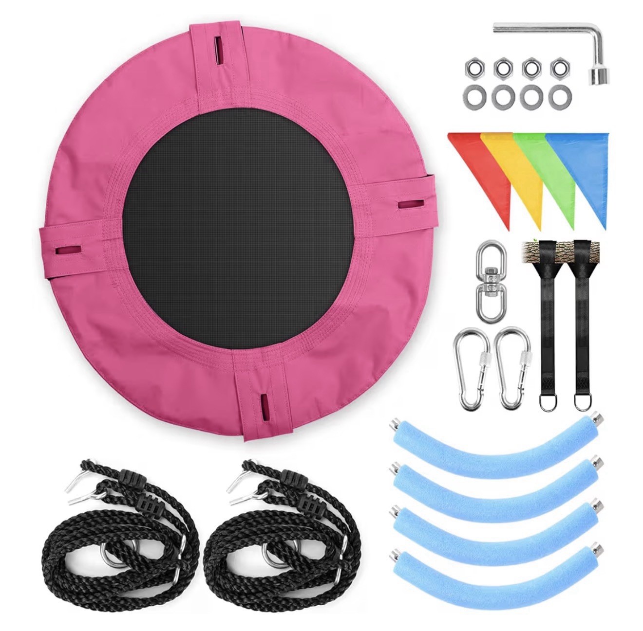 Pink 24in Kids Saucer Swing Outdoor Tree Swing Ages 3-12