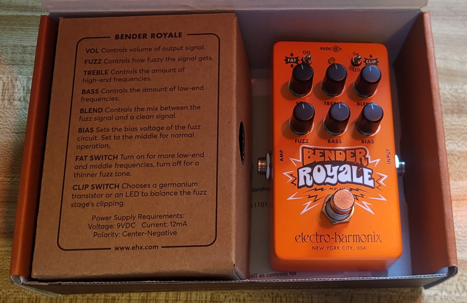 Electro-Harmonix Bender Royale Germanium Fuzz Pedal - Open box