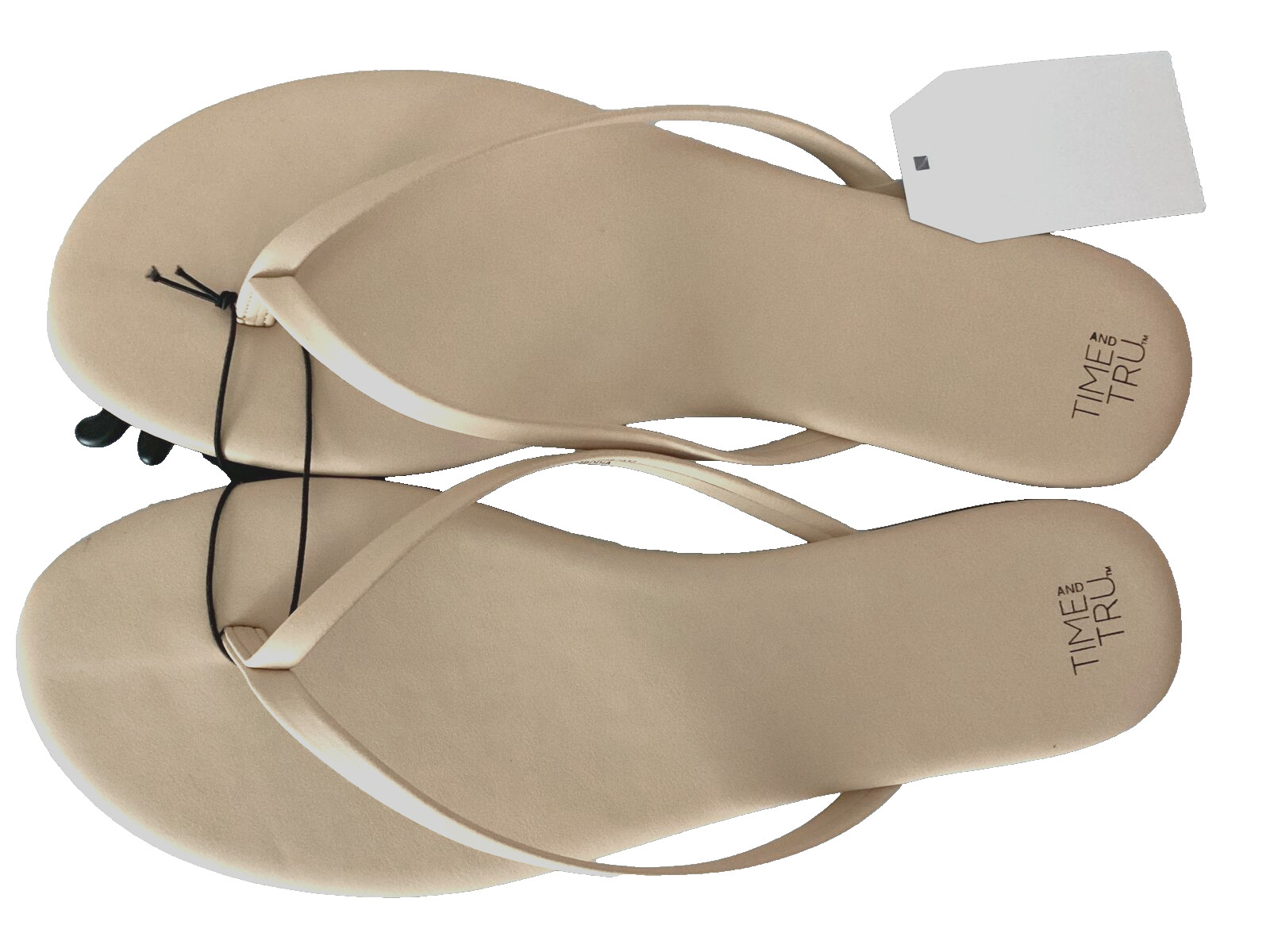 TIME AND TRU Barely There Nude Comfort Sock Flip-Flop Sandals Sz 9