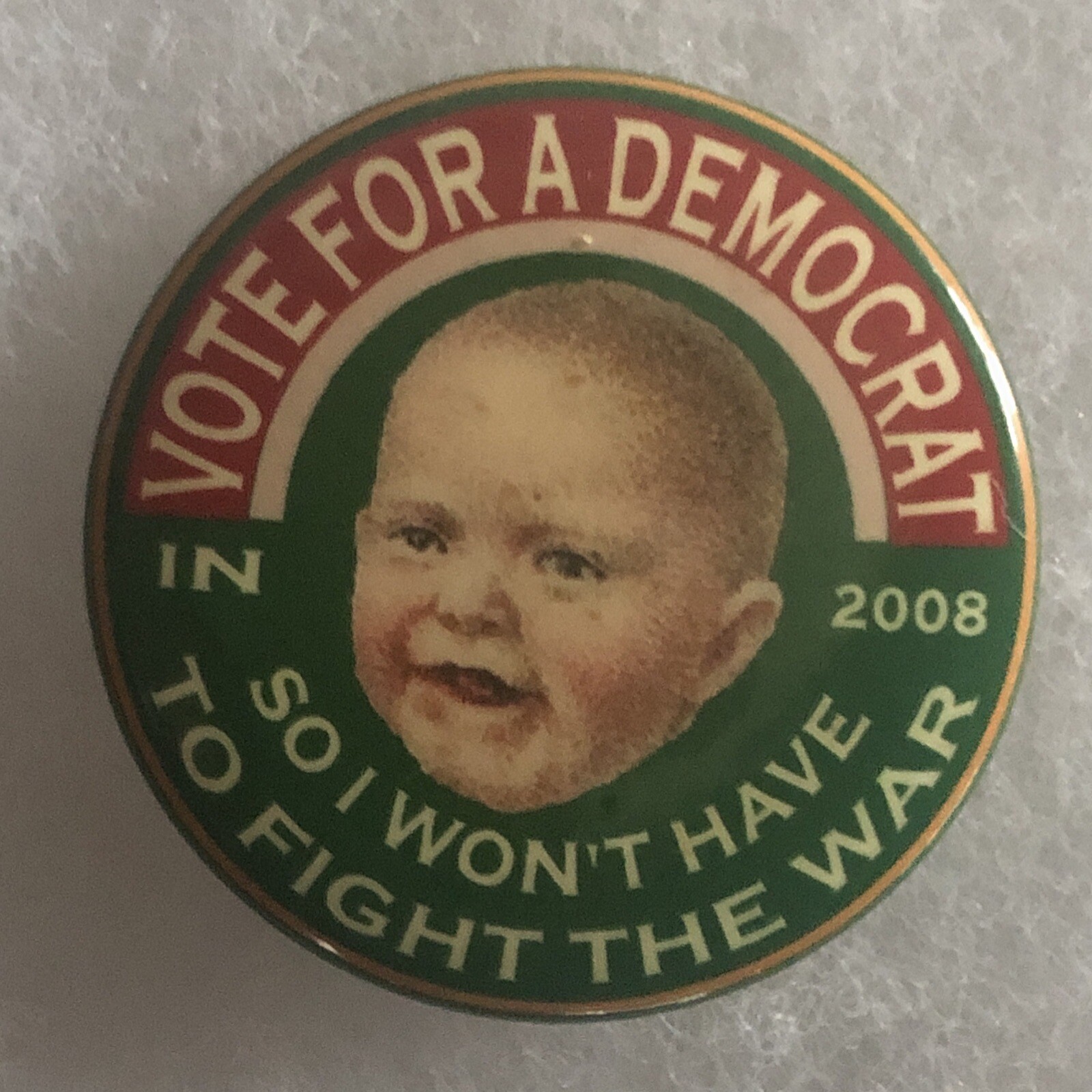 VOTE FOR A DEMOCRAT in 2008  1 1/4” pinback button pin