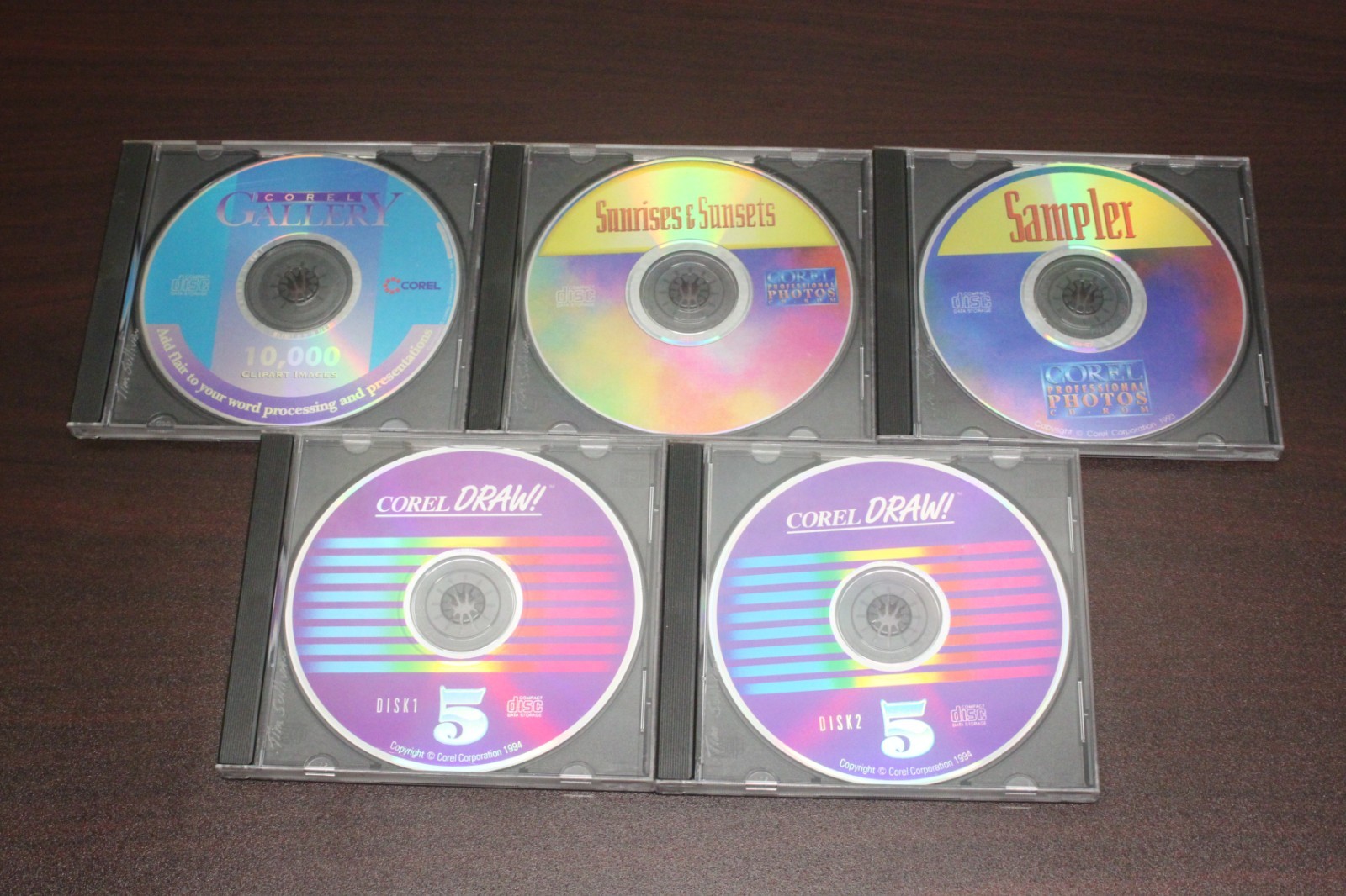 Lot of 5 Corel PC CD-ROM Software Windows Software Assortment Draw! 5 Sampler