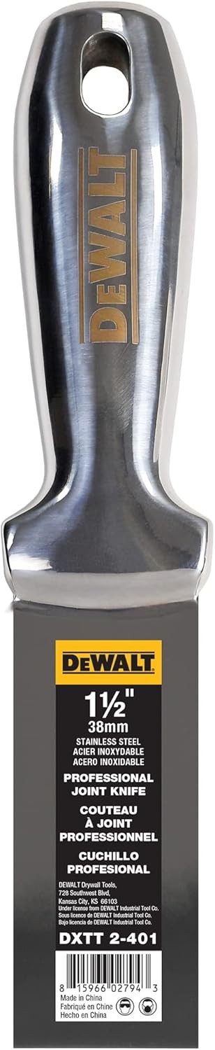 DEWALT 1.5" All Stainless Steel Joint Knife | One-Piece Premium Polished Metal P