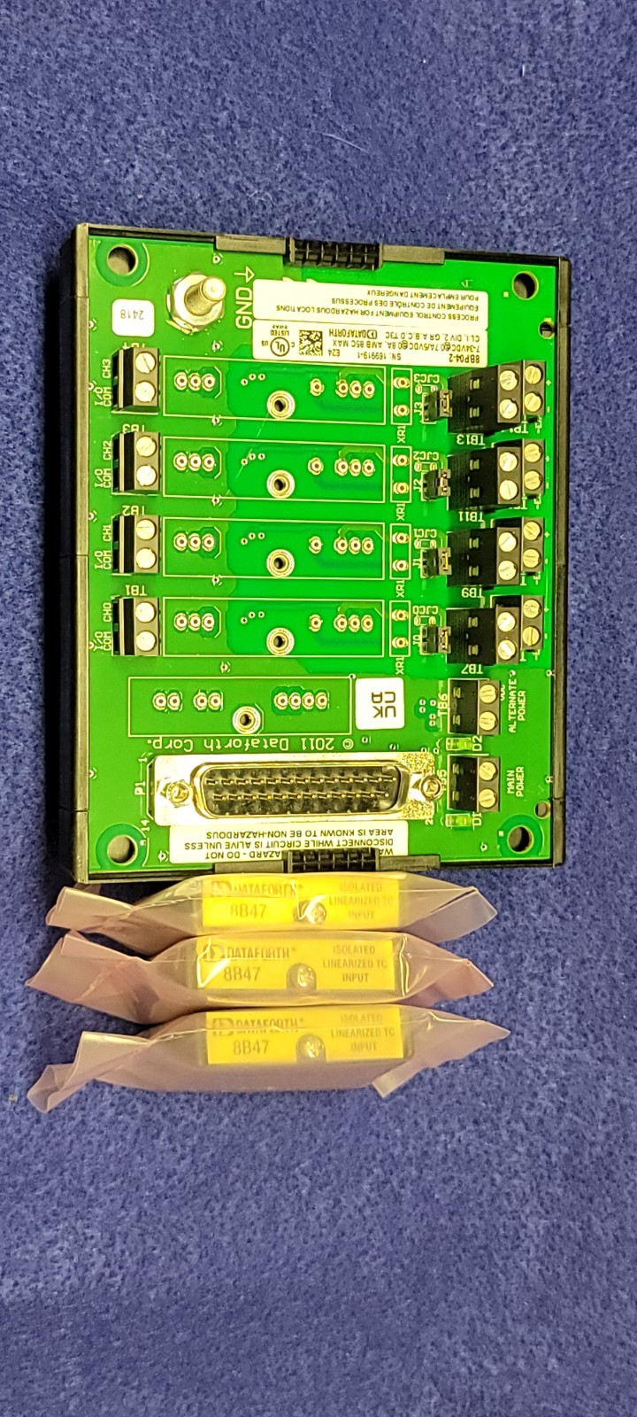 Thermocouple Input System, 3x Dataforth 8B47 + 8BP04-2 Backplane