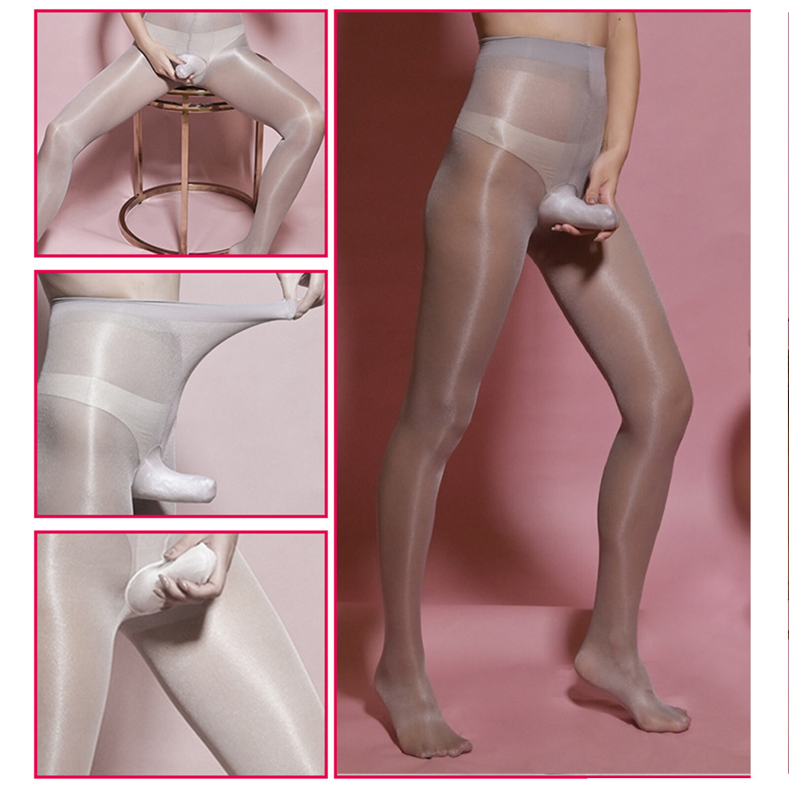 Mens Sexy Stretchy Pantyhoses Sheer Seamless Ice Silky Tight Stockings Clubwear