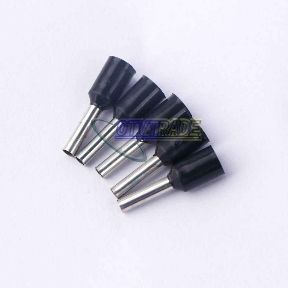 100 Pcs Wire Crimp Cord End Terminal Insulated Ferrule Black 14AWG E2508 2.5mm²