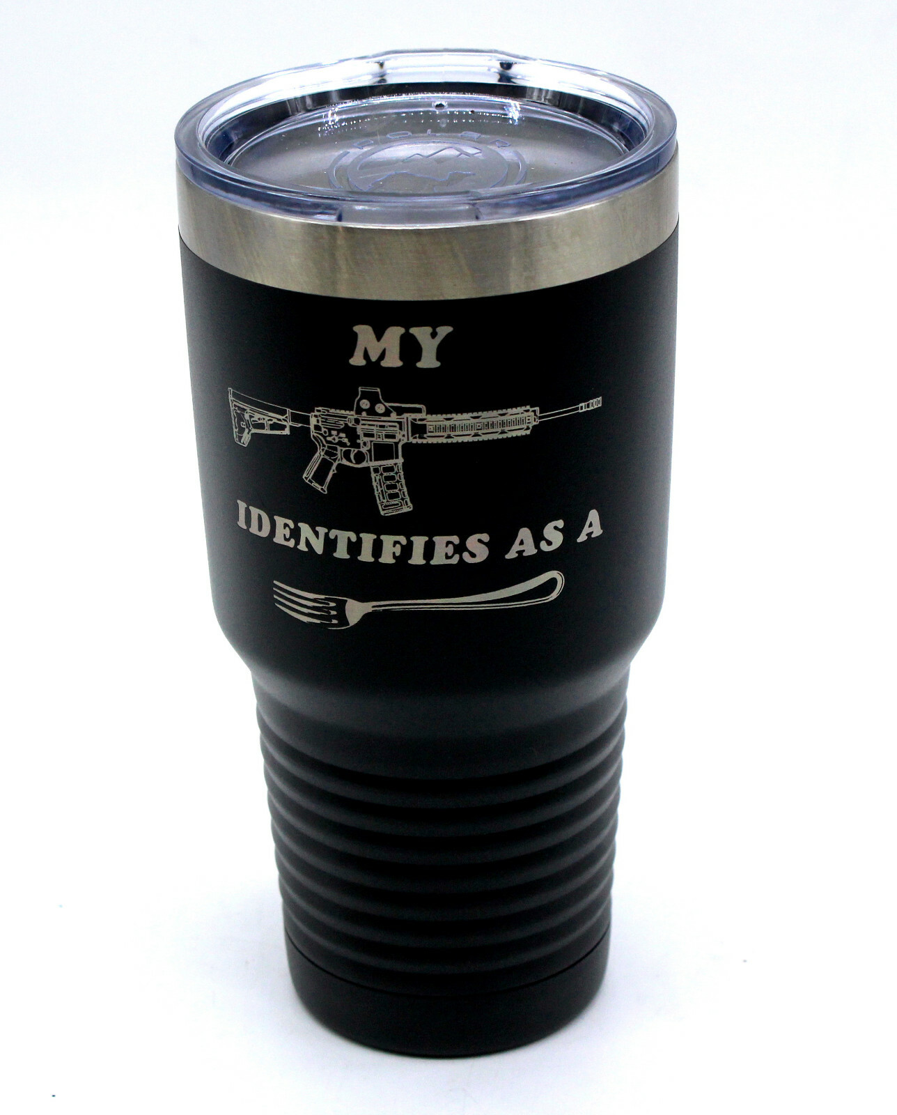 My Rifle / Gun Identifies as a Fork 30oz vacuum insulated Tumbler Glass Mug cup 