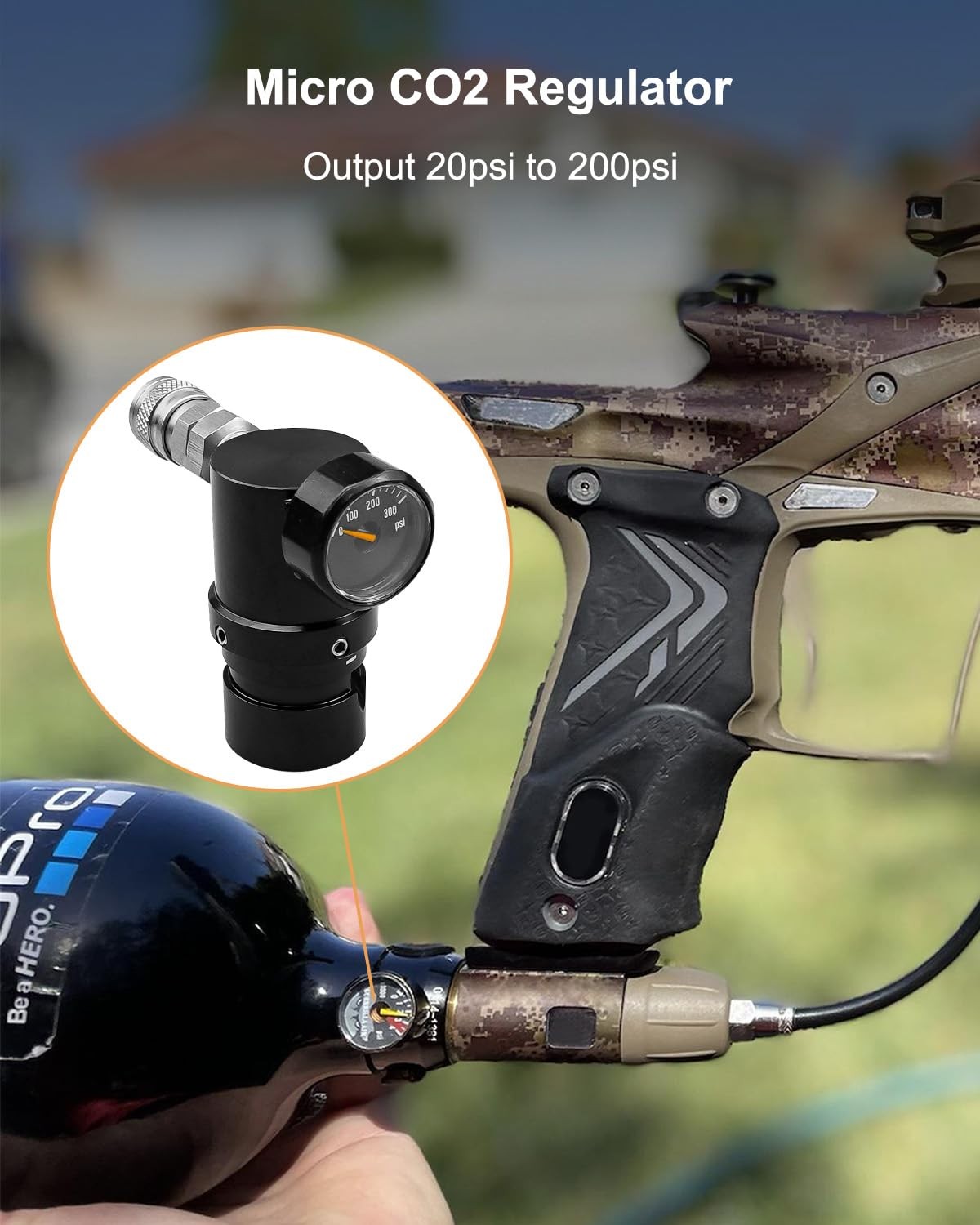AUGREX Adjustable Paintball Co2 Regulator Low Pressure Regulator MR Reg GEN2 Mic