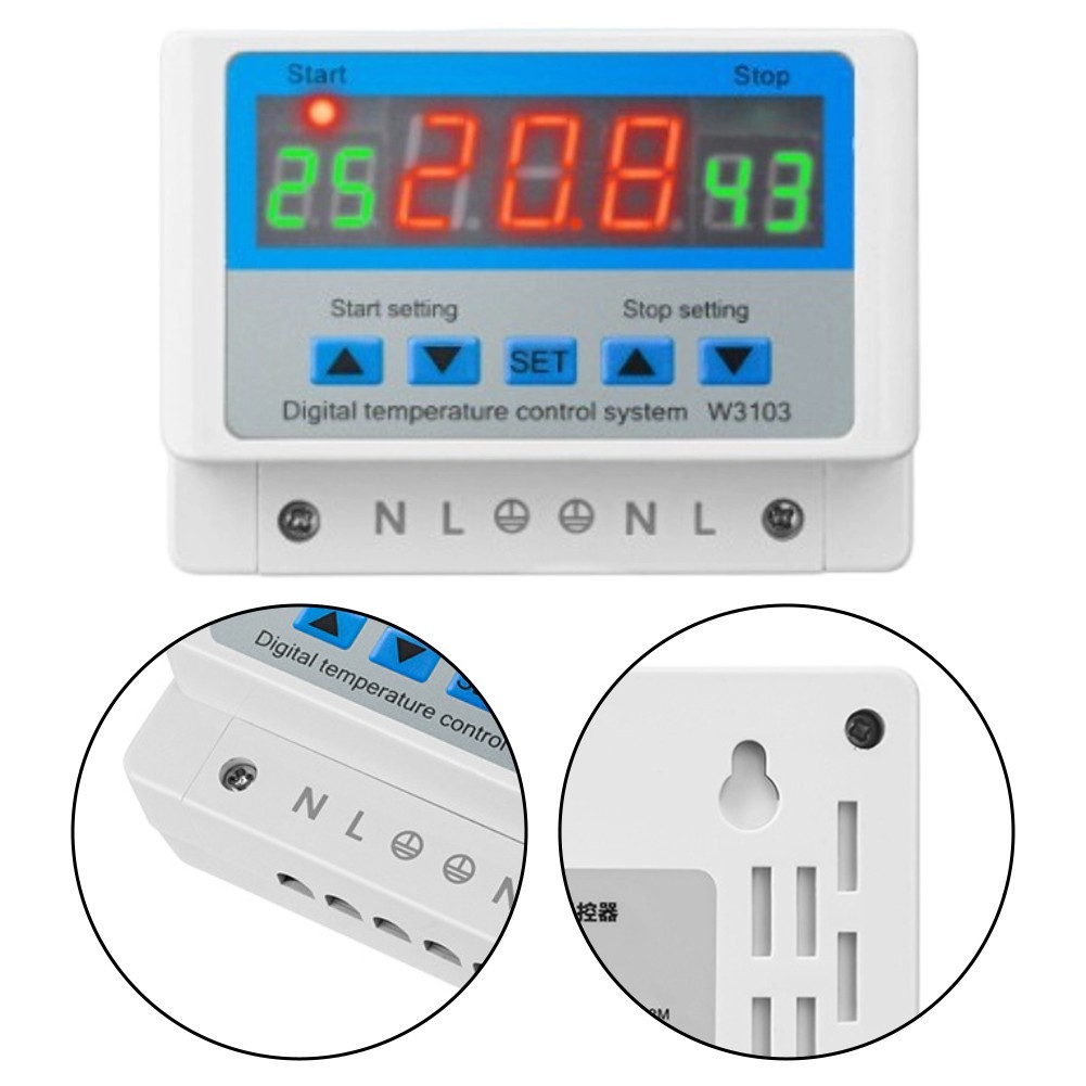 30A Digital Temperature Controller W3103 220V Automatic Heating Cooling Unit