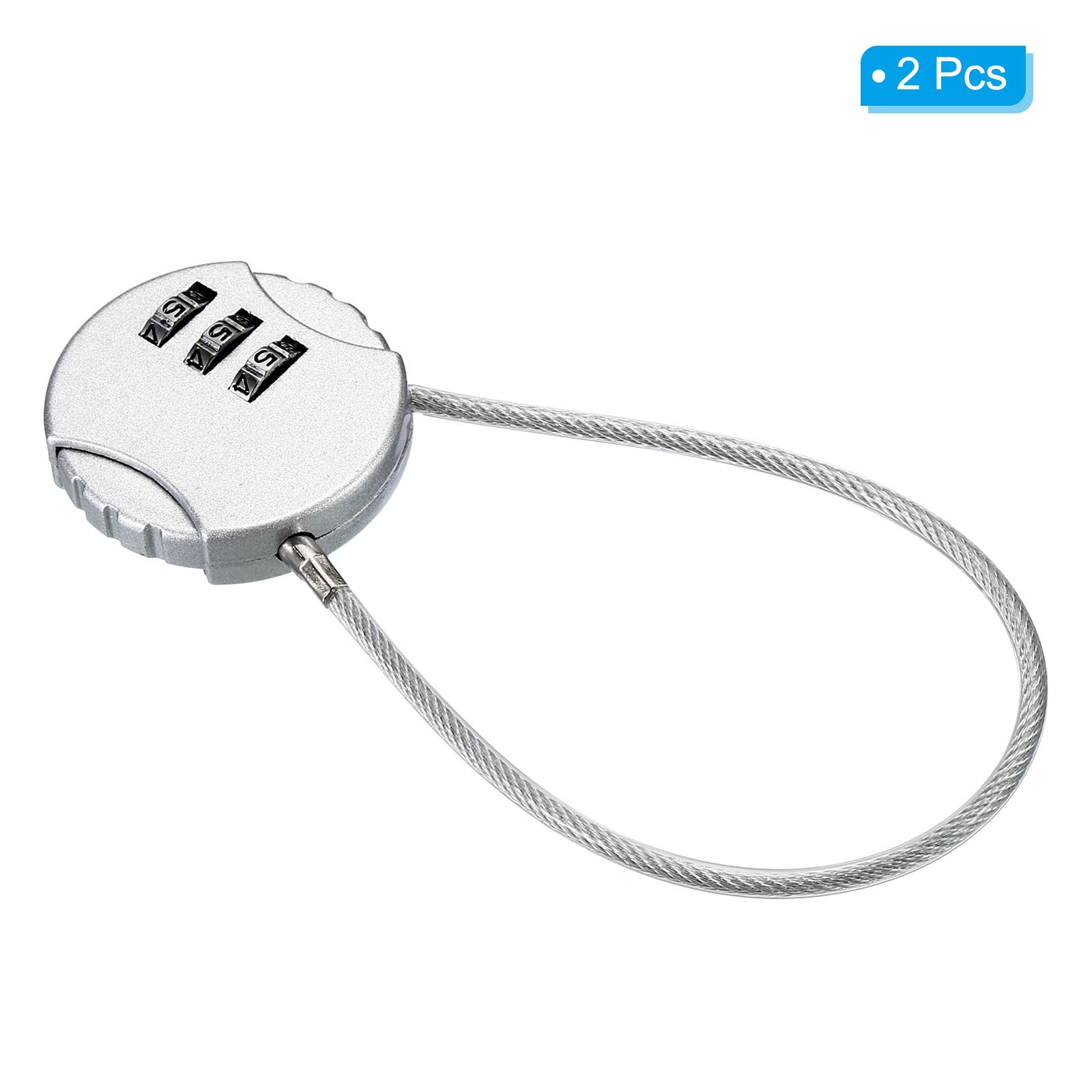 Small Combination Block 7.8", 2pcs 3 Digit Luggage Lock, Silver Tone