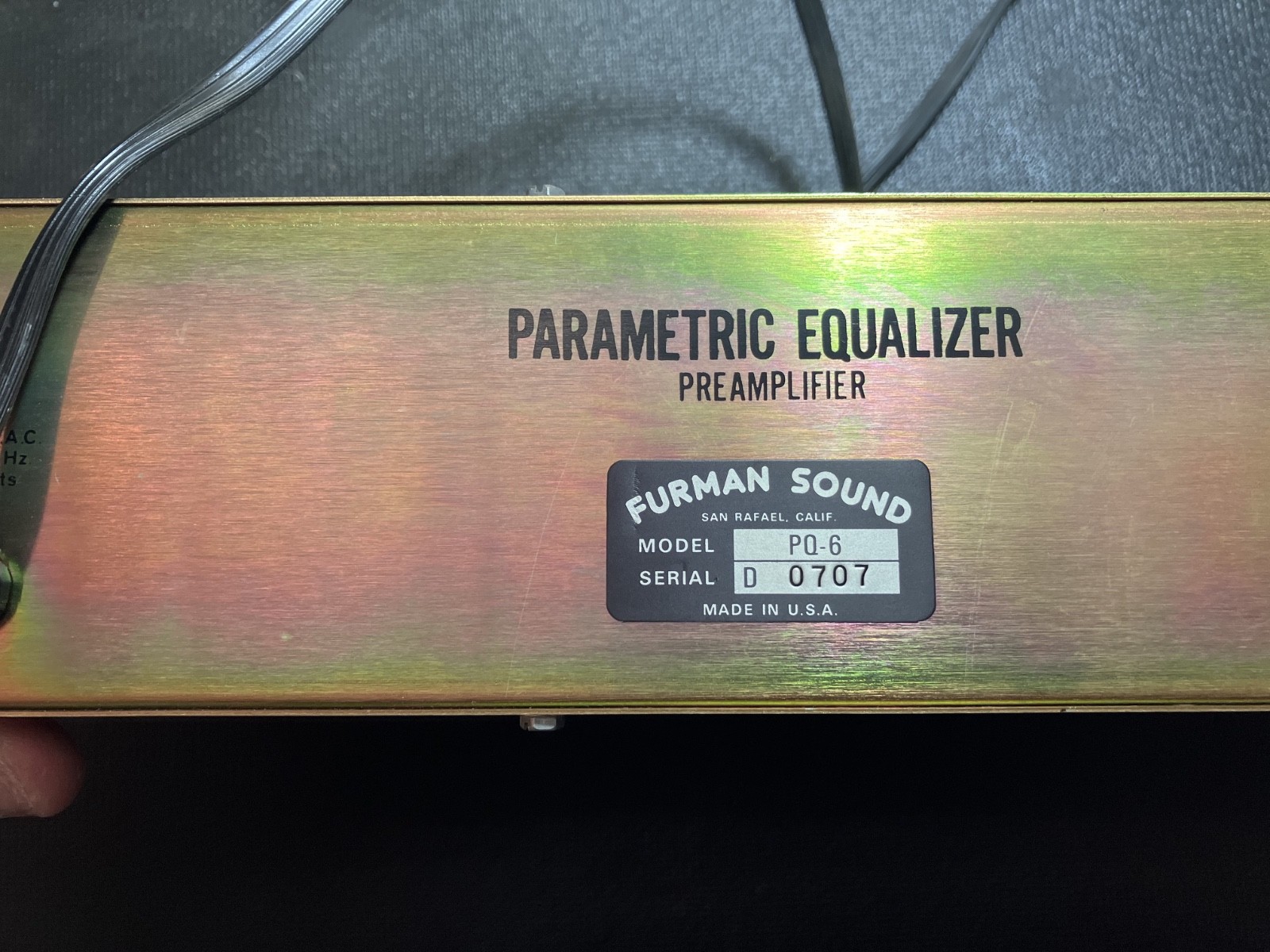 FURMAN SOUND PQ-6 VINTAGE PARAMETRIC EQUALIZER with original manual