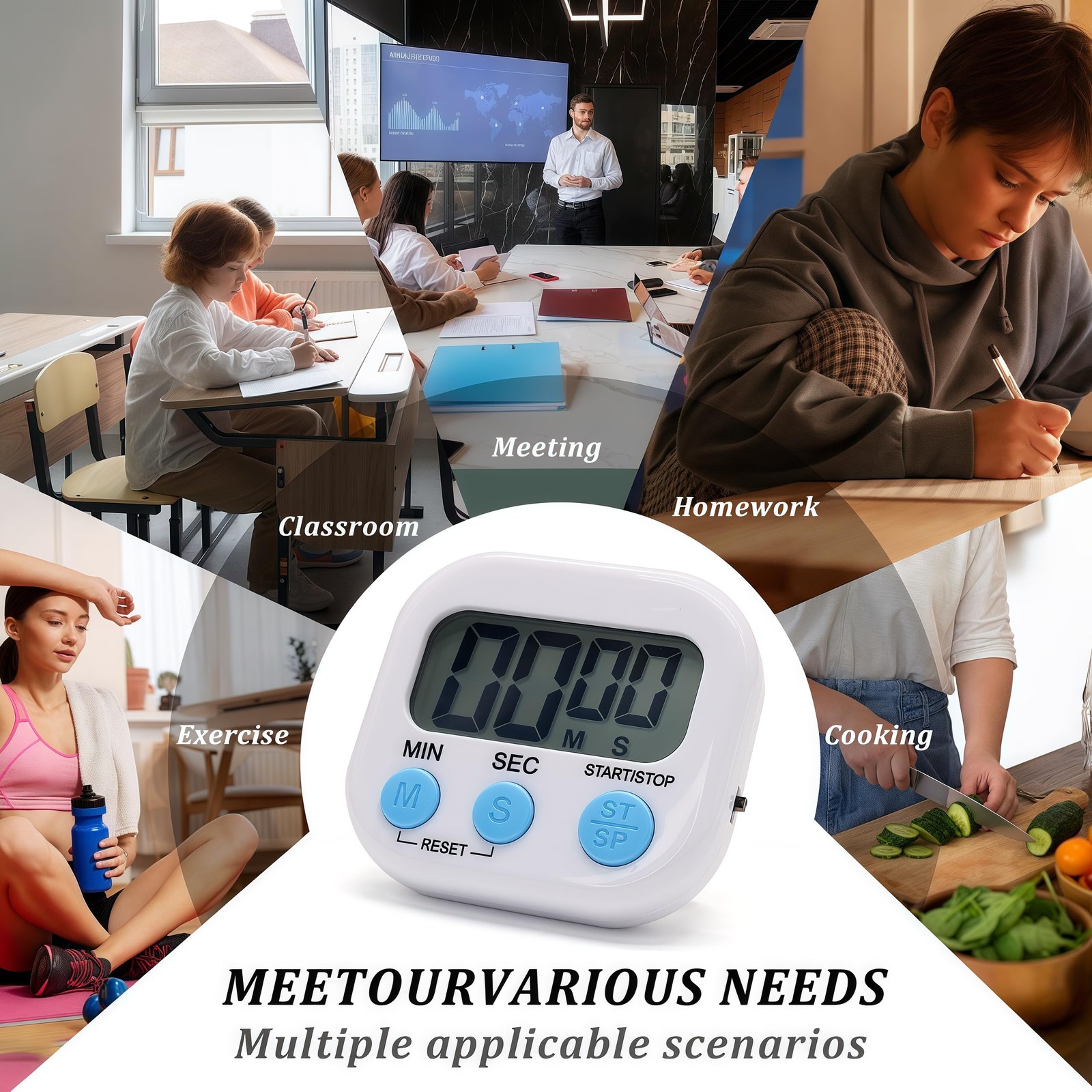 6 Pack Multi-Function Electronic Timer - Kitchen Timer,Magnetic Digital Timer...