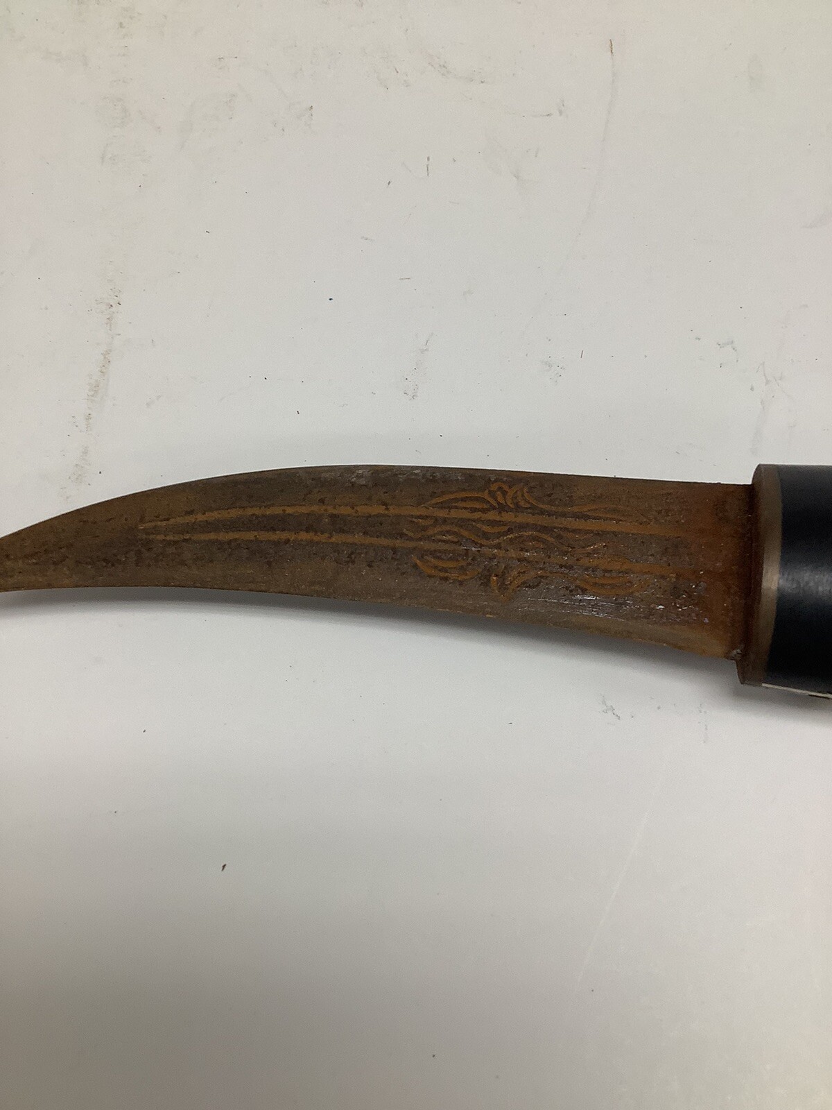 Decorative Inlay Handled Dagger With Engraving On Blade