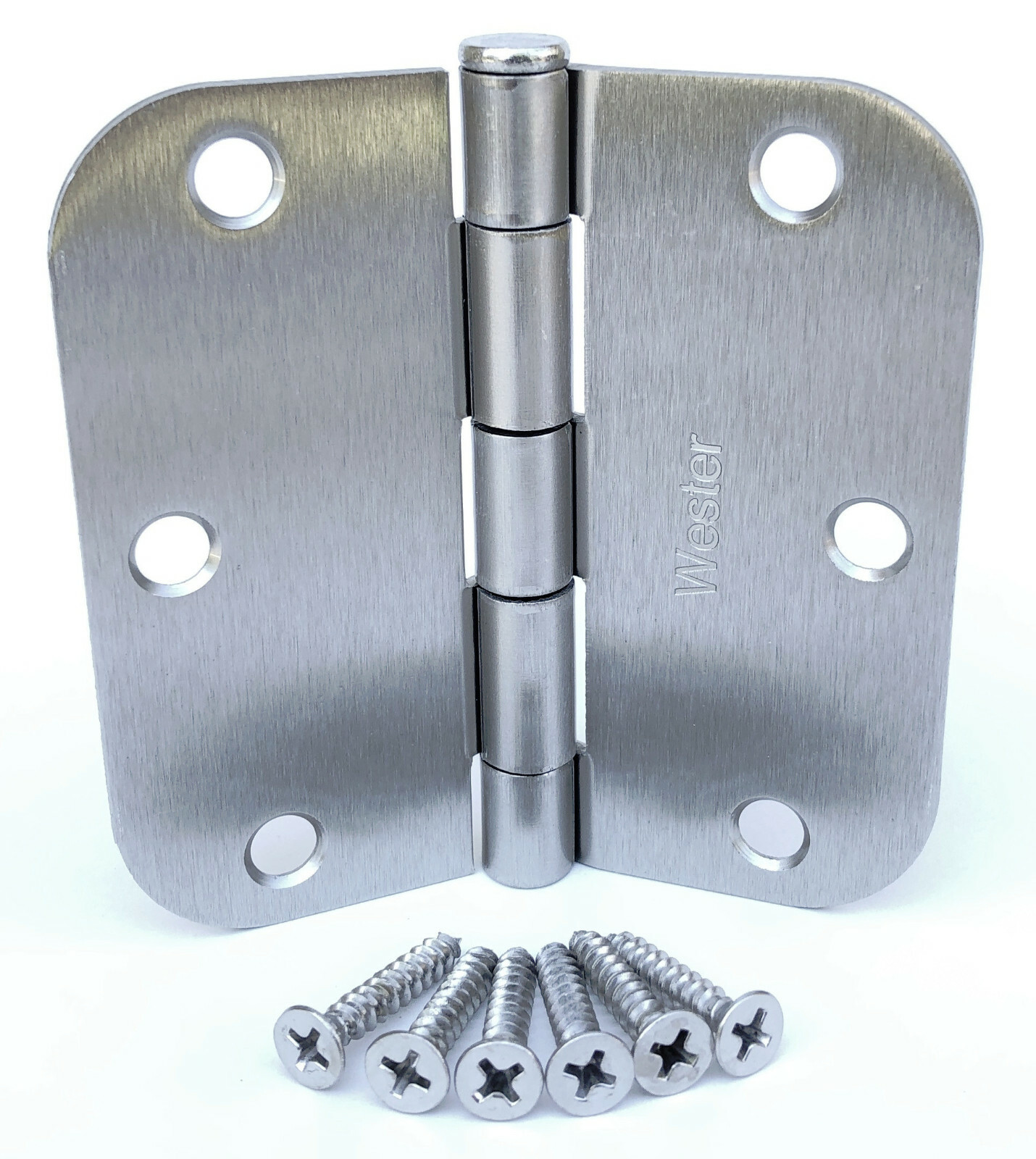 (6/9/12/15/18/24/30/40) Wester 3.5" Satin Nickel Door Hinges 5/8" Radius DH3558