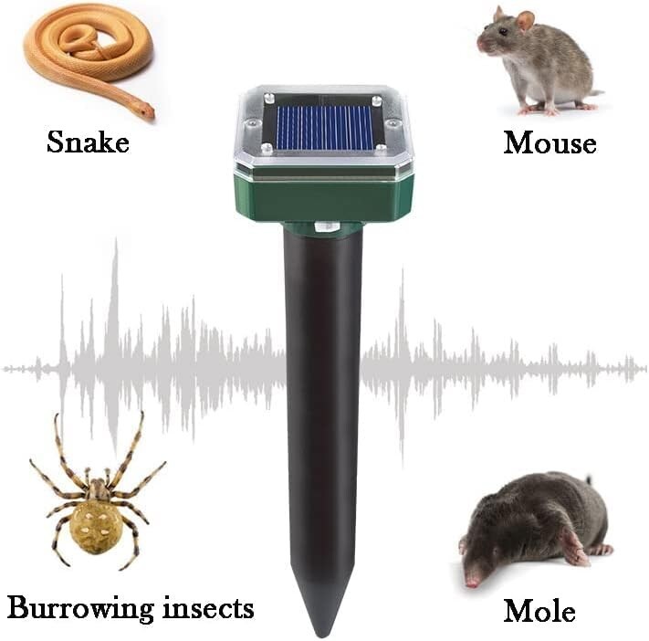 Mole Repellent Solar Powered 8 Pack Sonic Mole Deterrent Spikes for Lawn Garden