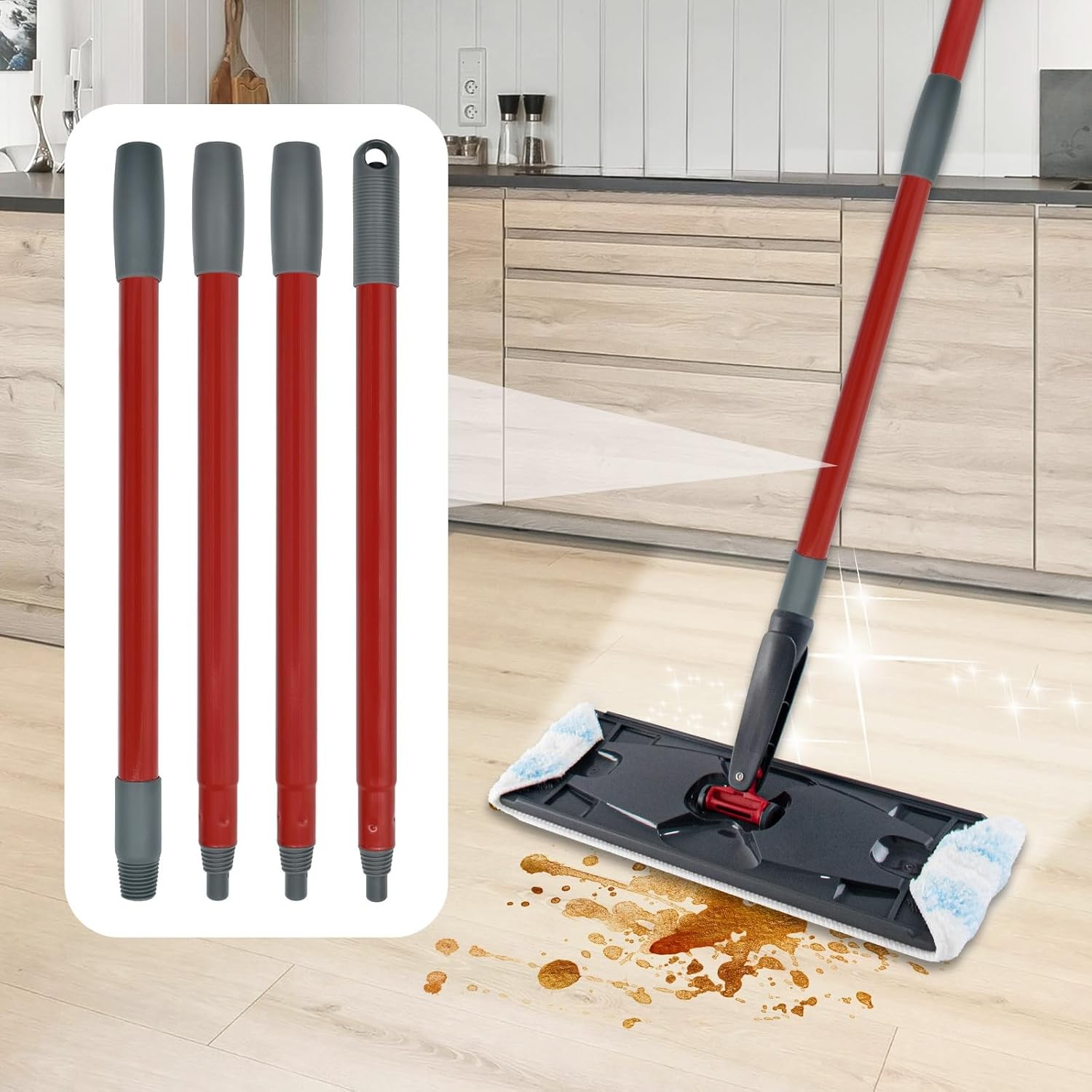 Mop Handle for Ocedar, O Cedar, Spin Replacement Red