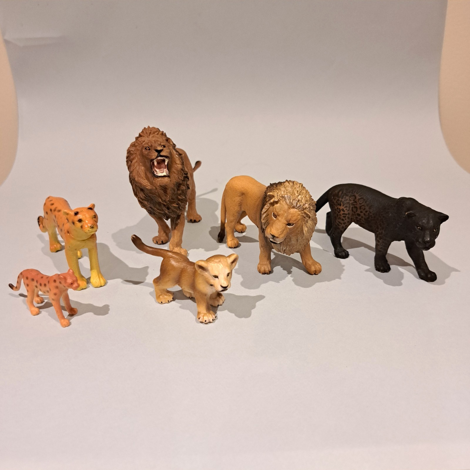 Schleich & Papo Mix Big Cat Lot Of 6 Animal Wildlife Figure Lion, Tiger, Cheetah