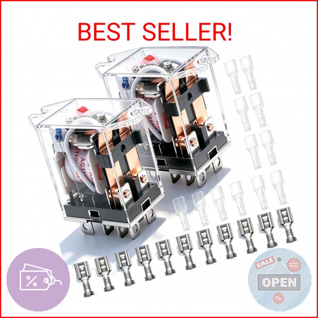 mxuteuk 2pcs AC 110V/120V Coil 8 Pin 10A DPDT LED Indicator Electromagnetic Powe