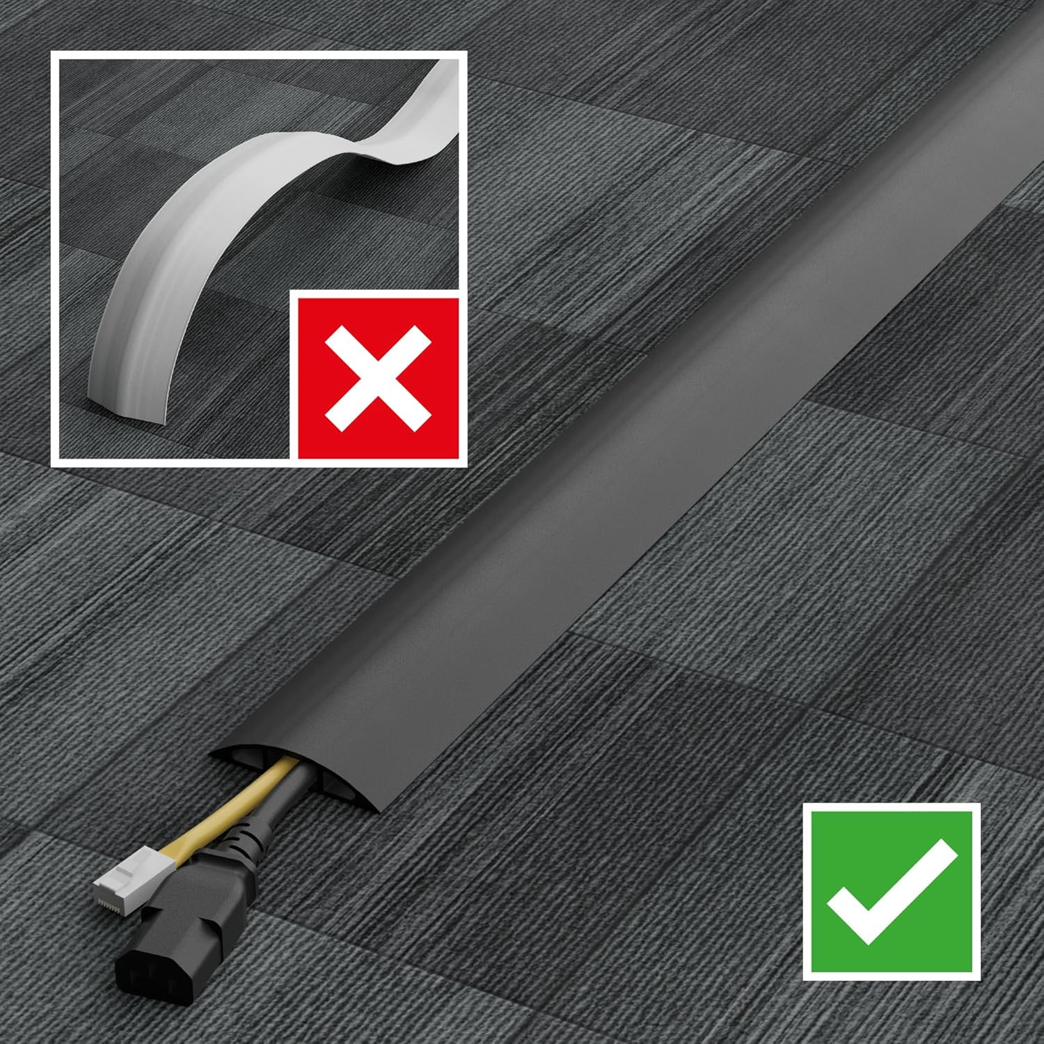 6Ft Floor Cord Cover, Cable Protector, Hide Extension Cords, Protect Cords, Prev