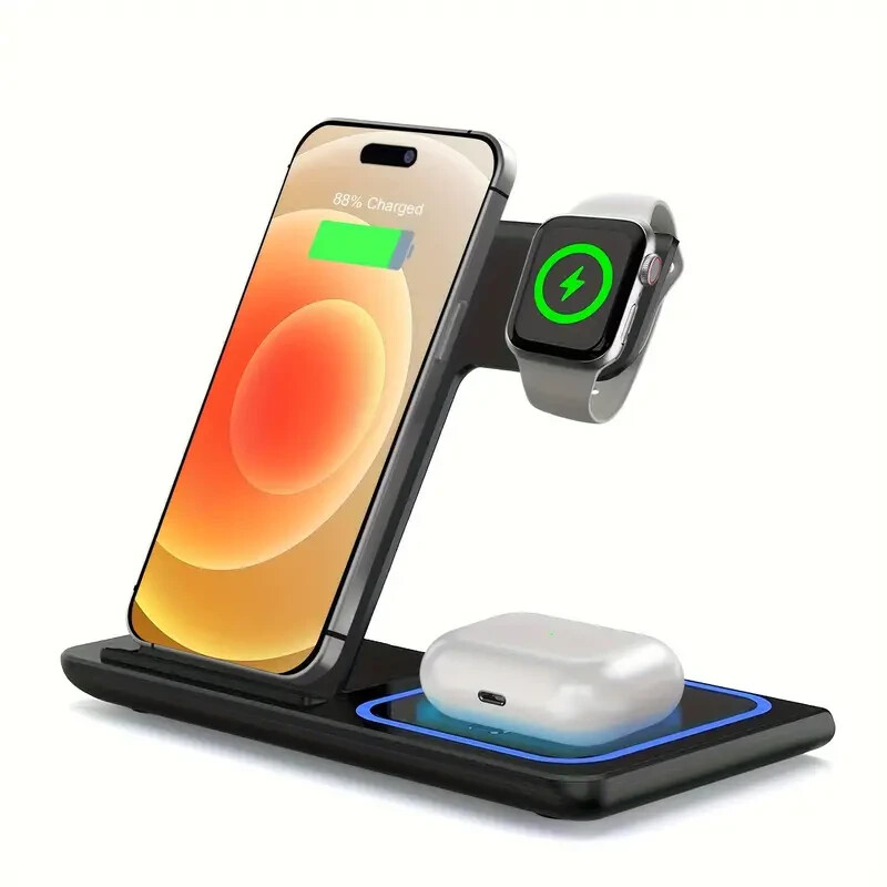 3-in-1 Wireless Charging Station for Apple iPhone 15/14/13 & Watch