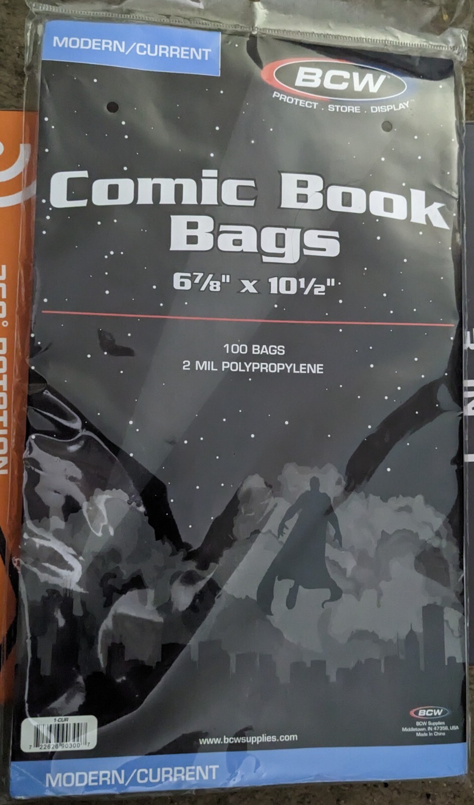 Comic Book Bags Storage 2-Packs 100 BCW Modern/Current 6 7/8" x 10 1/2 Acid Free