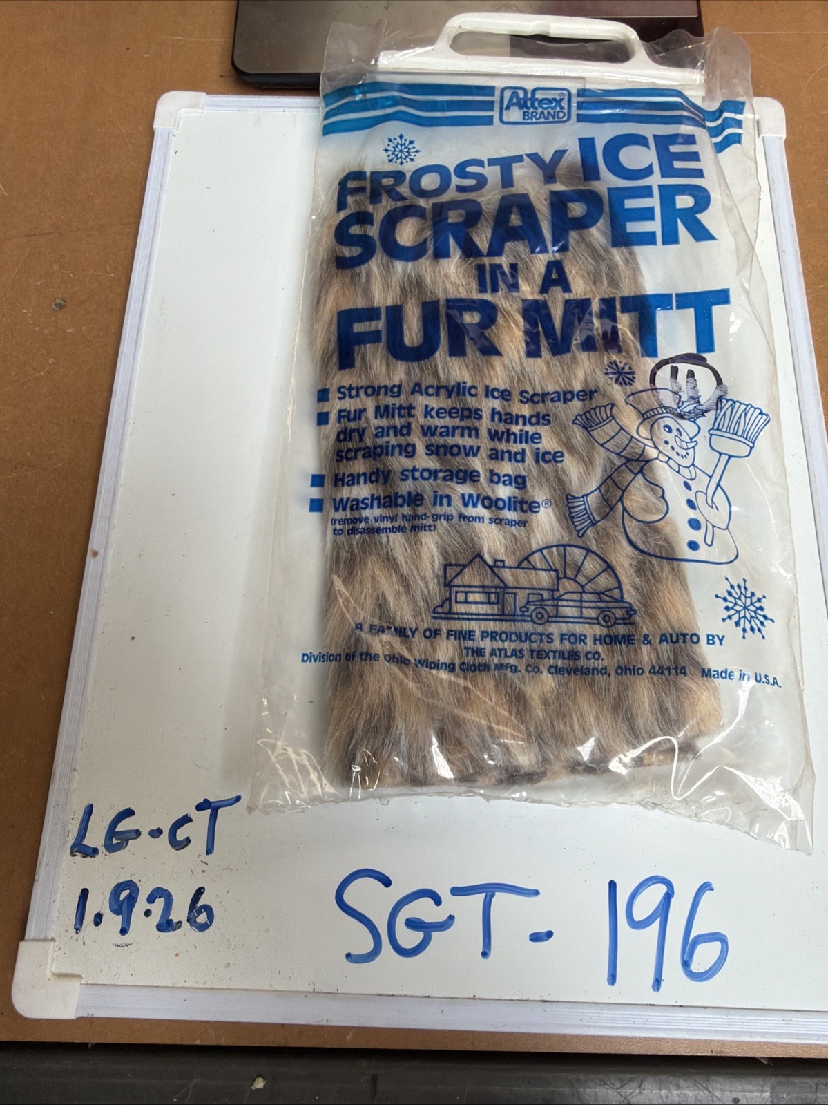 Vintage Attex Brand Frosty Ice Scraper in a Fur Mitt, in original package