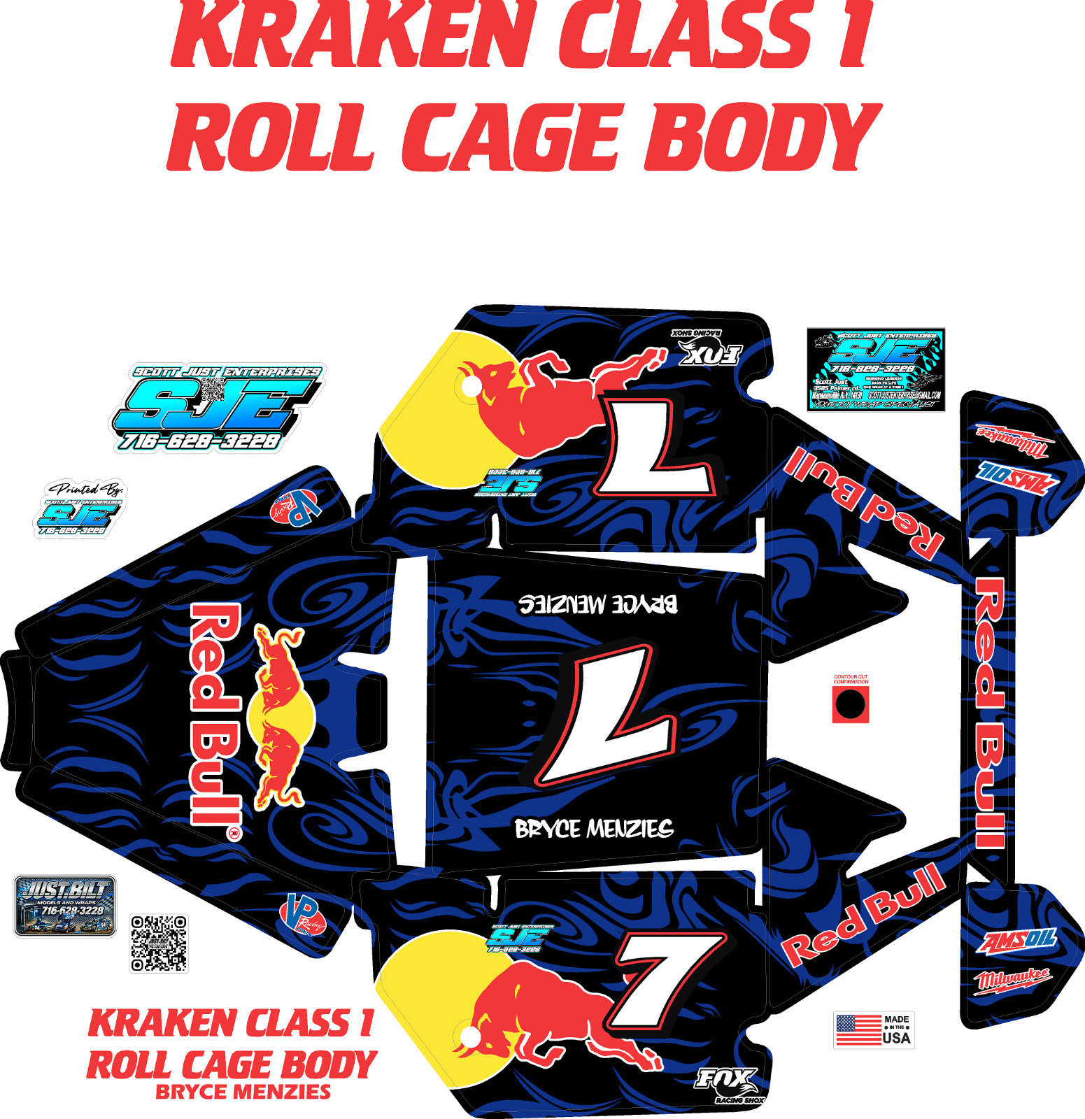 KRAKEN TSK CLASS ONE ROLL CAGE    wrap decals stickers RBSKYV2 TRIBUTE WRAP