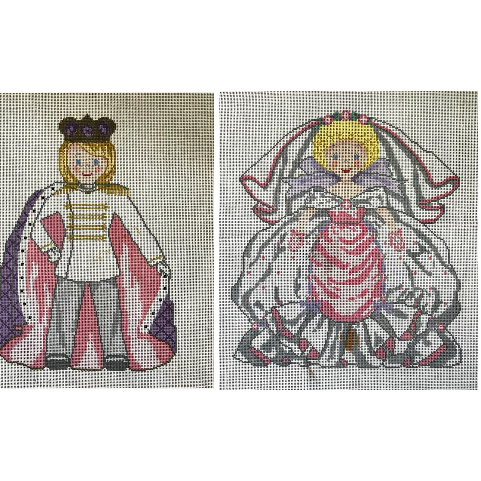 HP Needlepoint, 18 mesh, vintage, Prince Charming & Cinderella